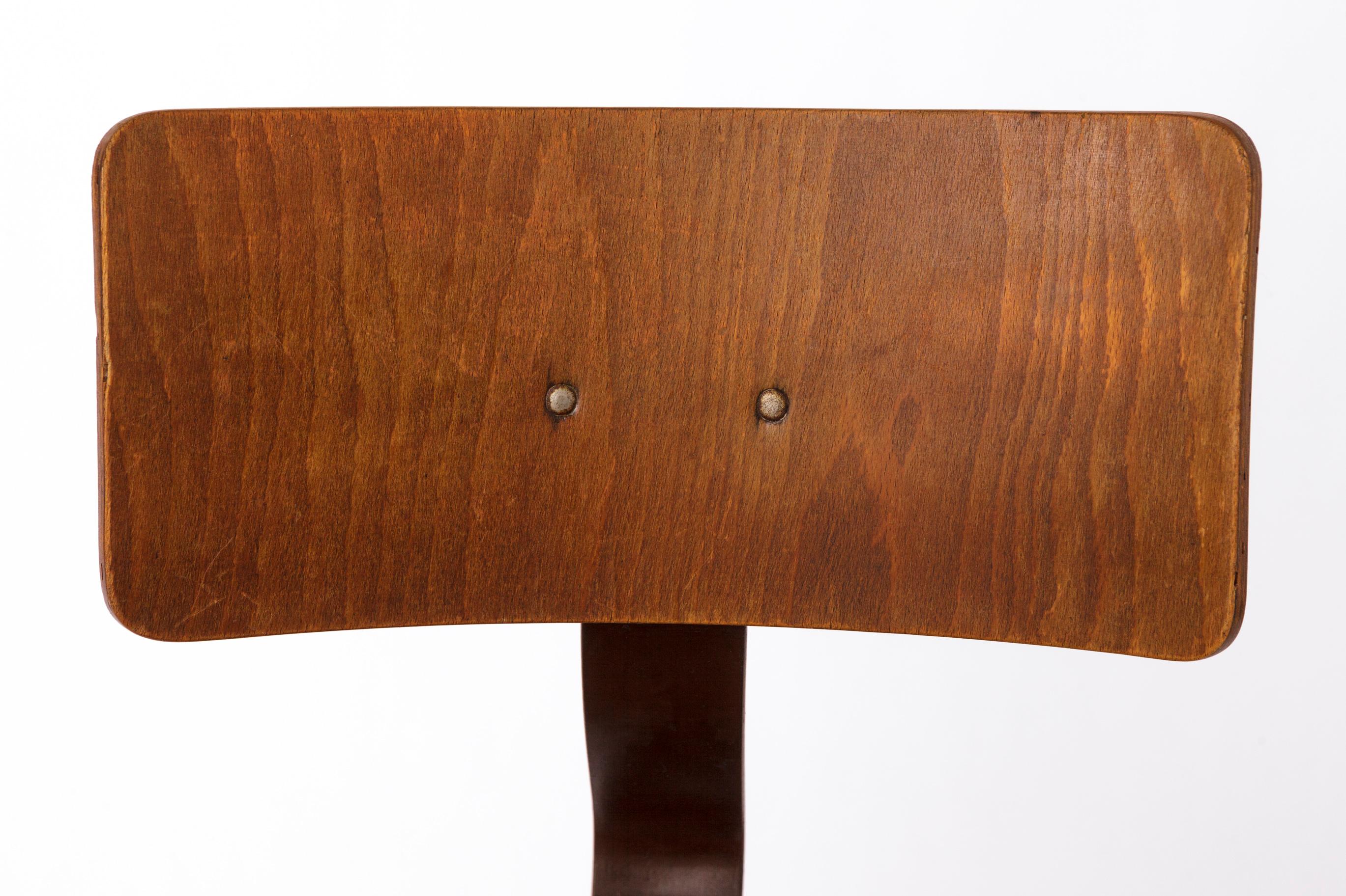 Mid-Century Modern Vintage 1950s Industrial Chair – Adjustable German Factory Stool For Sale