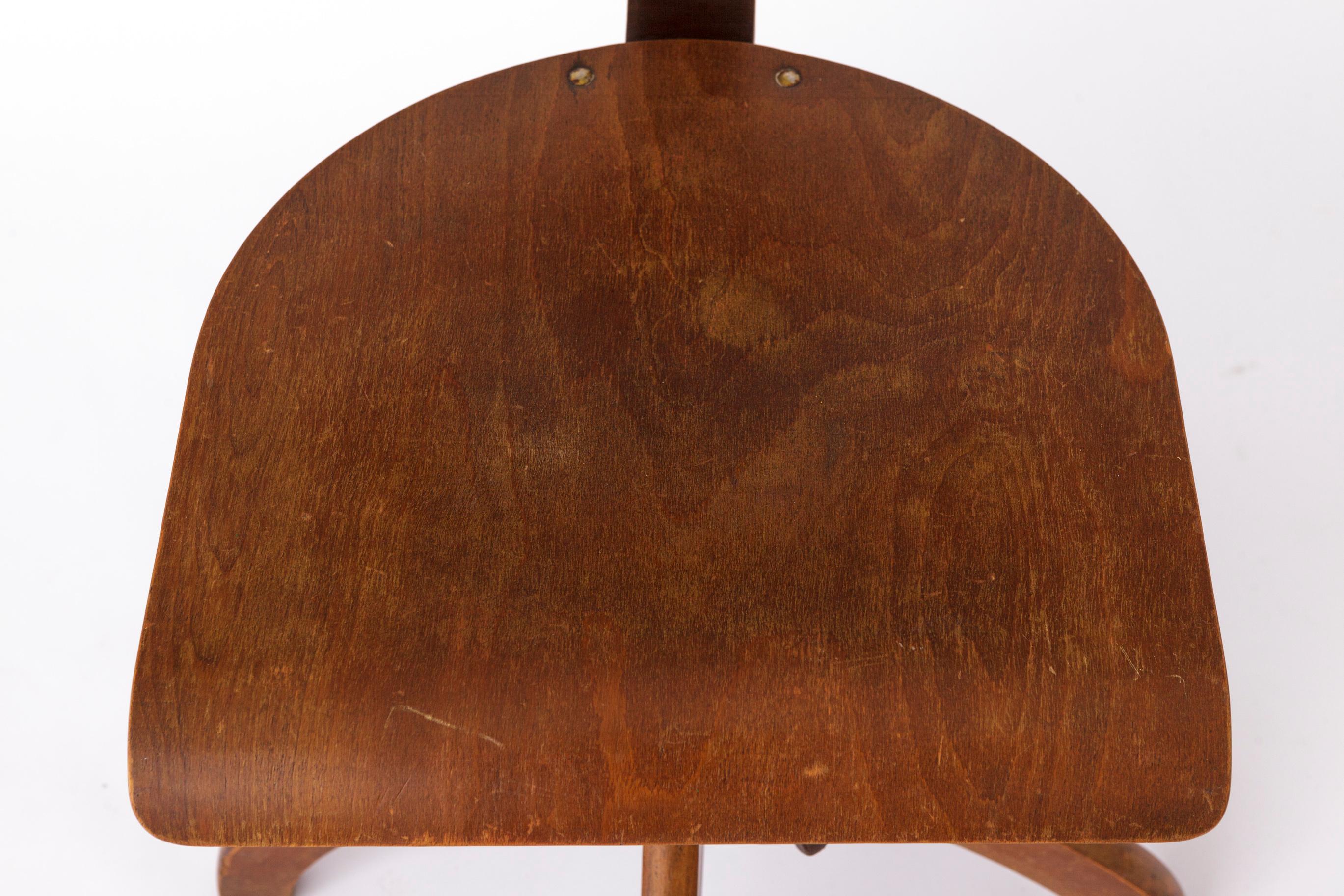 Polished Vintage 1950s Industrial Chair – Adjustable German Factory Stool For Sale