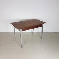 Vintage 1950s Industrial ESA Teak & Aluminum Desk by James Leonard for Esavian