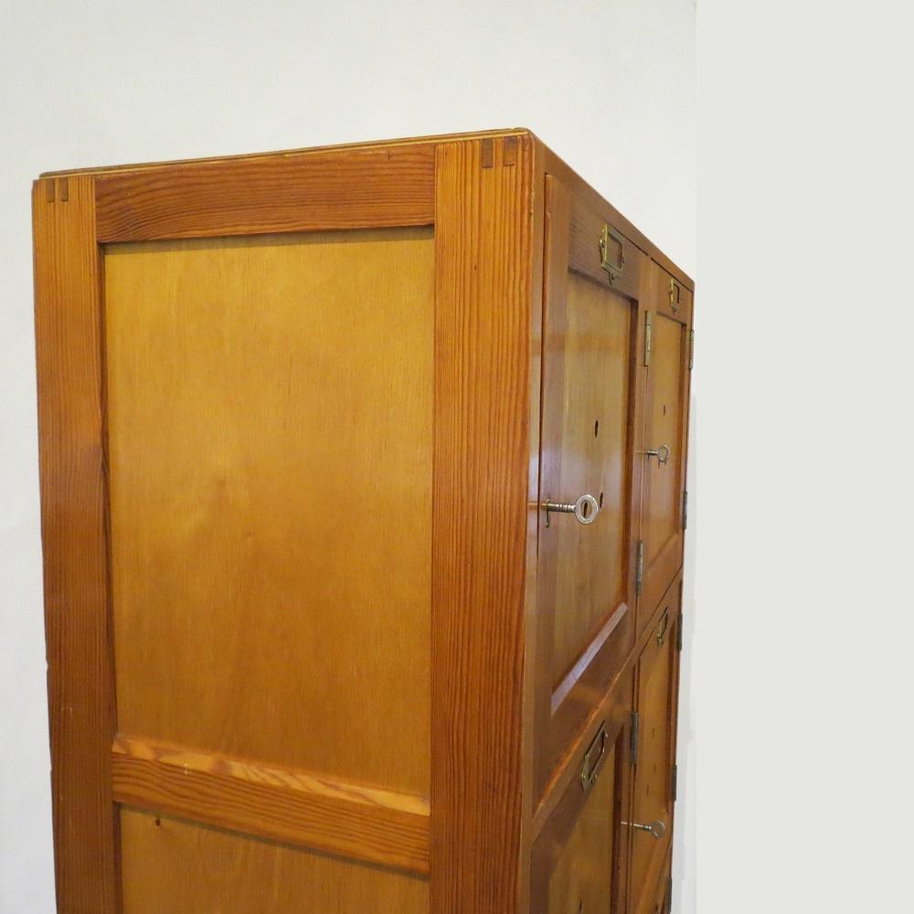 Vintage 1950s Industrial School  Gym Locker Cupboard Plywood Pine Lockhart Ltd 4