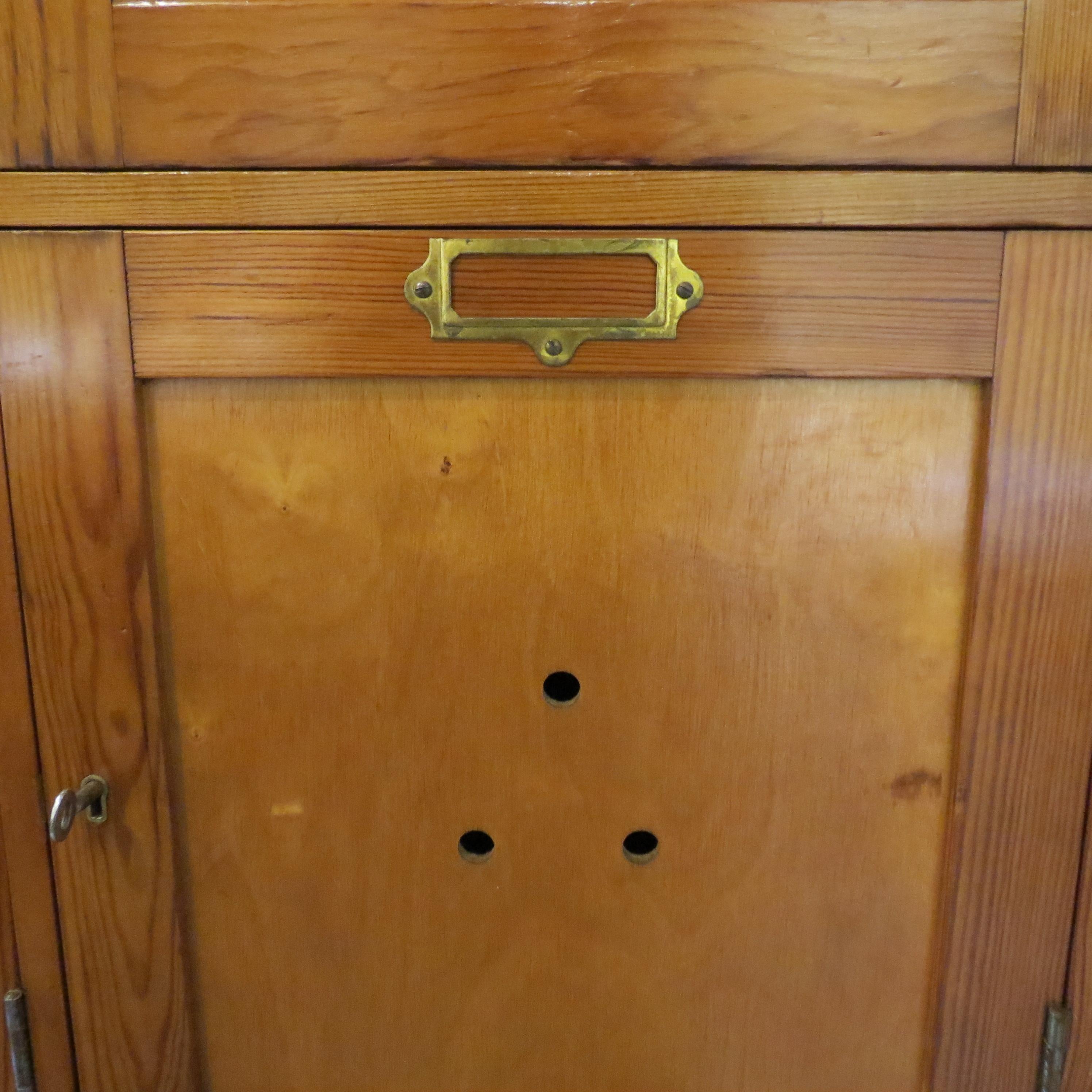 Vintage 1950s Industrial School  Gym Locker Cupboard Plywood Pine Lockhart Ltd 6