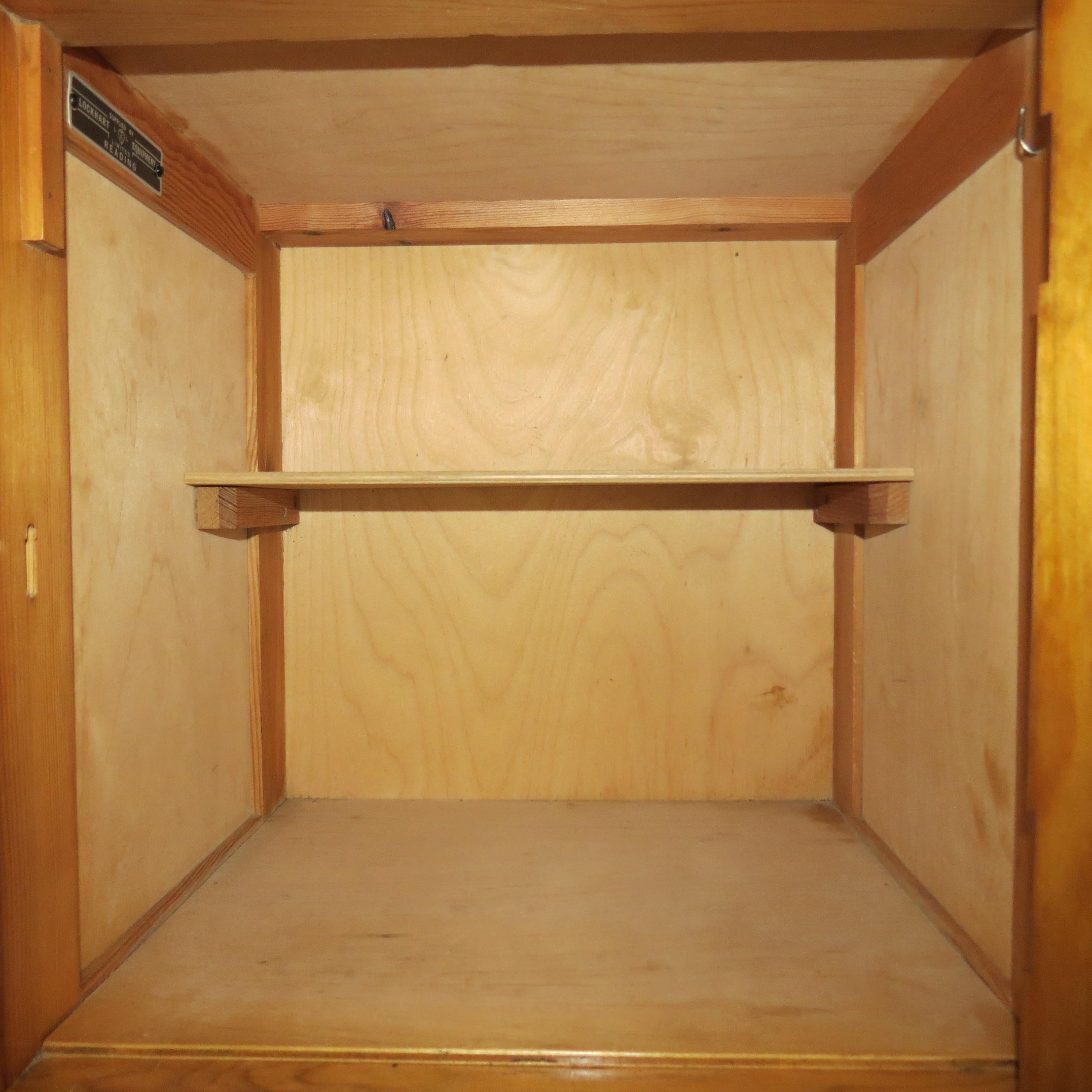 Vintage 1950s Industrial School  Gym Locker Cupboard Plywood Pine Lockhart Ltd 8