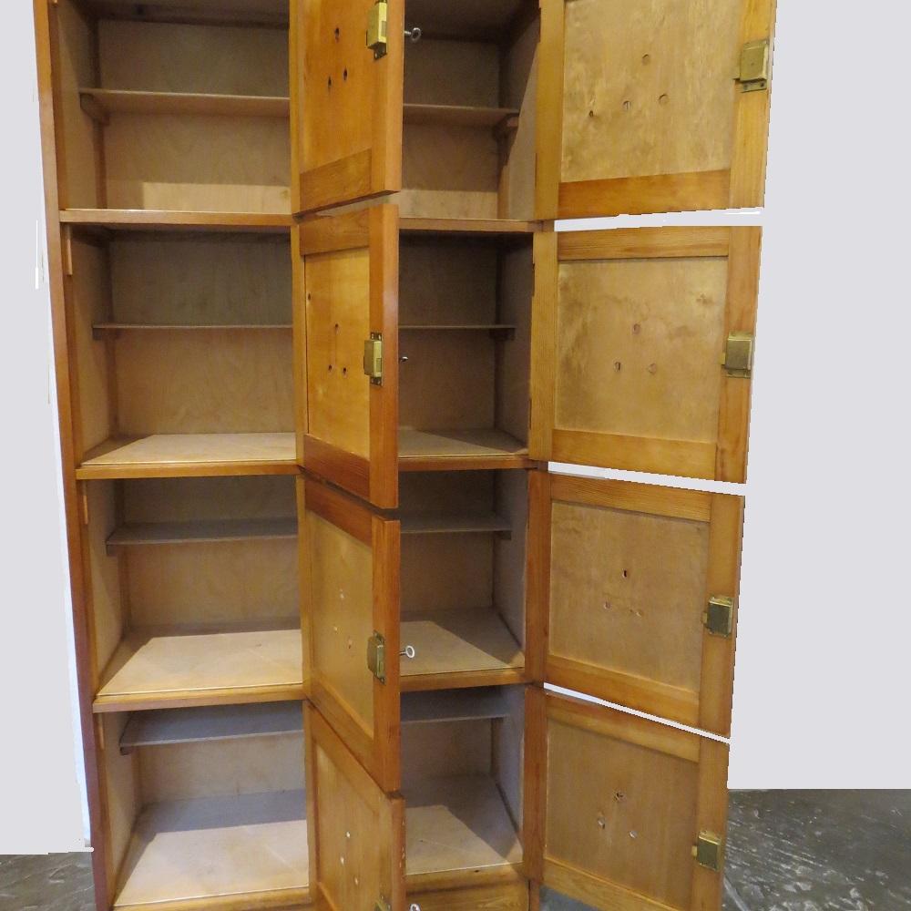 Vintage 1950s Industrial School  Gym Locker Cupboard Plywood Pine Lockhart Ltd 11