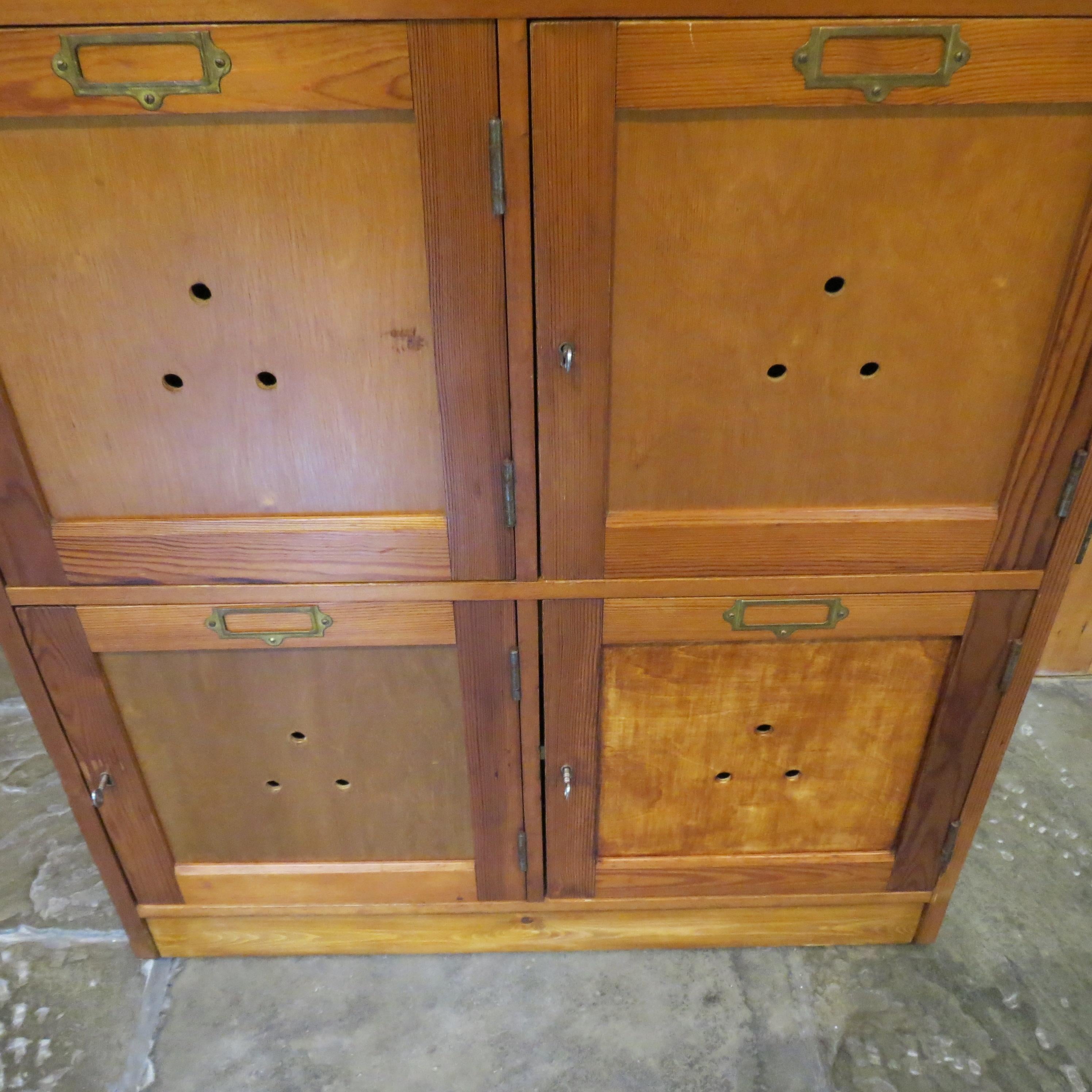 Vintage 1950s Industrial School  Gym Locker Cupboard Plywood Pine Lockhart Ltd 2