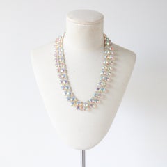 Vintage 1950's Iridescent Rhinestone Necklace 1950s multistrand necklace