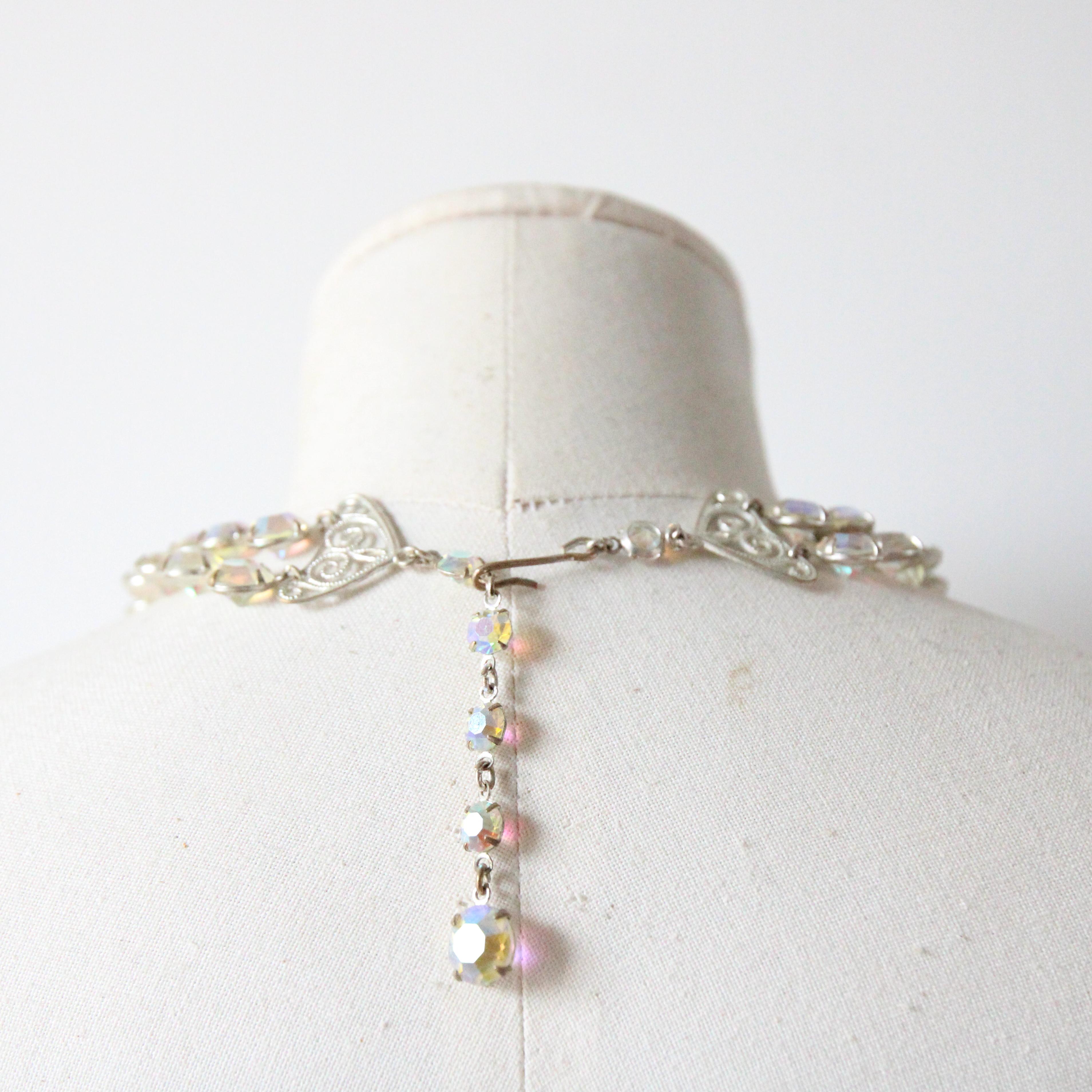 da uomo o donna Vintage By 1950 Collana di strass iridescenti 1950 Collana a più fili in vendita