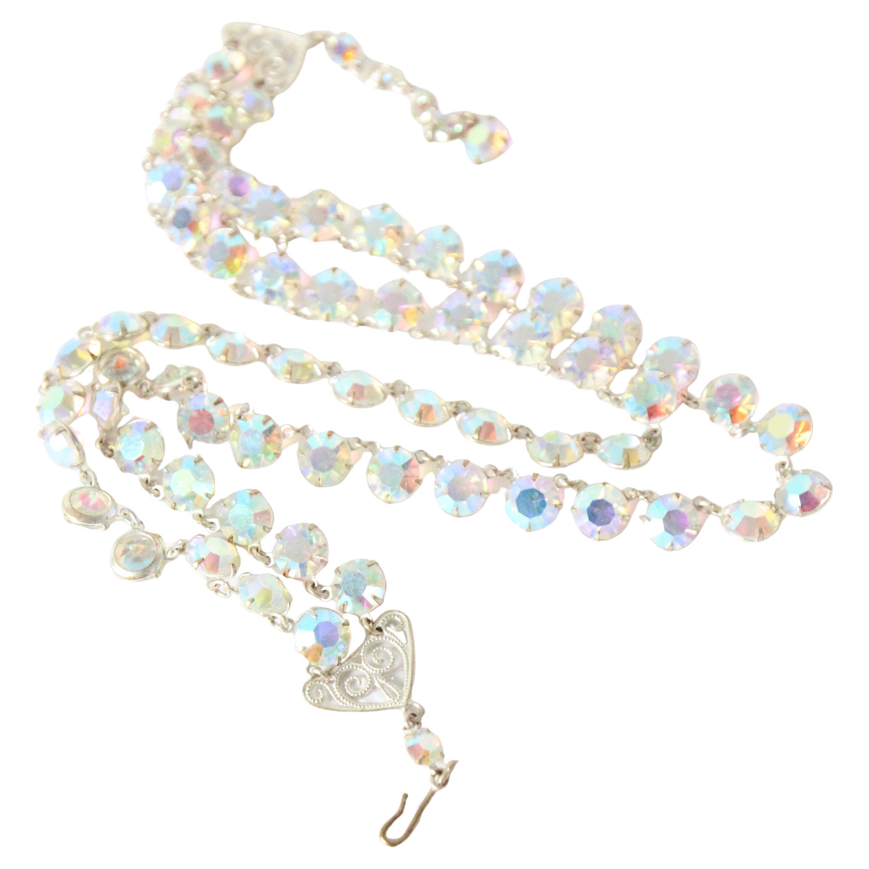 Vintage By 1950 Collana di strass iridescenti 1950 Collana a più fili