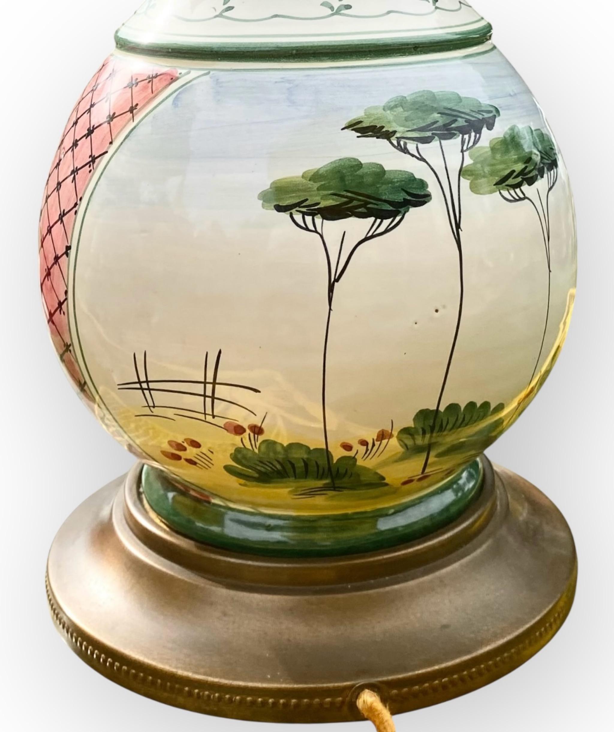 Glazed Vintage 1950’s Italian Bitossi Pottery Table Lamp For Sale