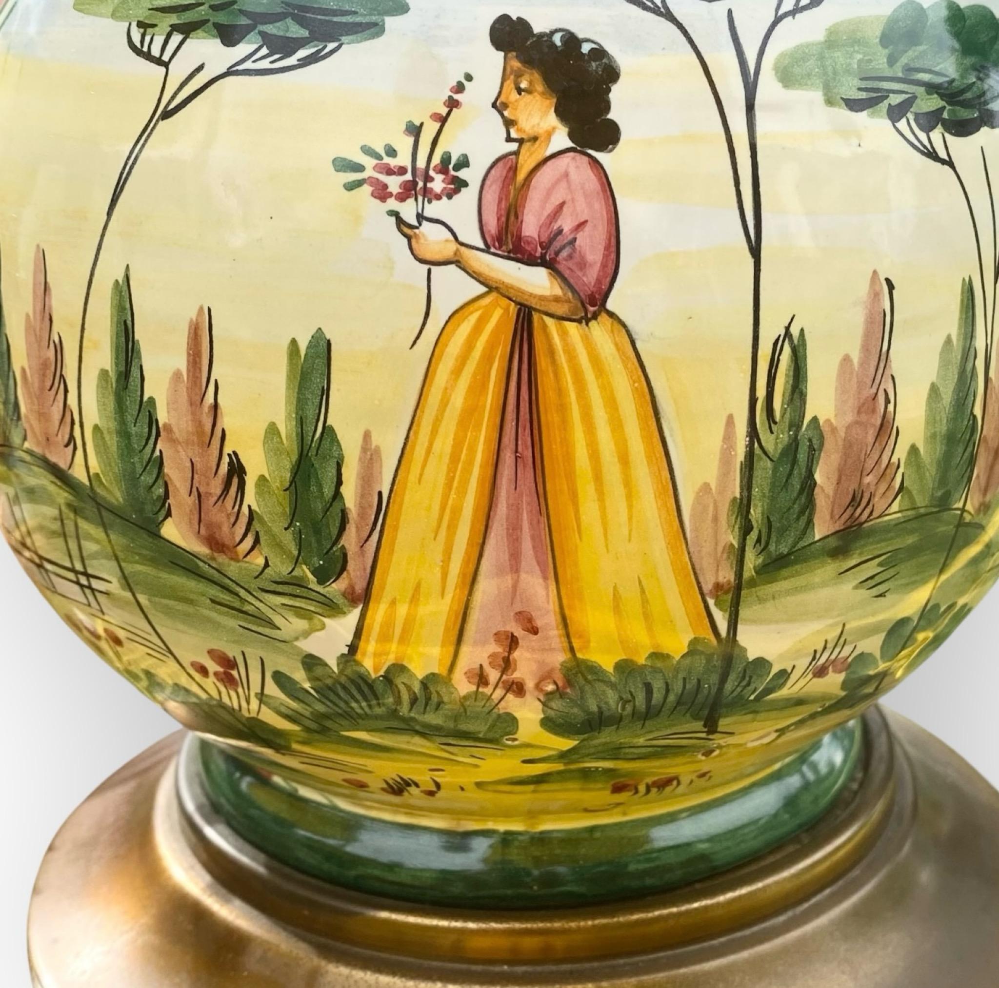 Brass Vintage 1950’s Italian Bitossi Pottery Table Lamp For Sale