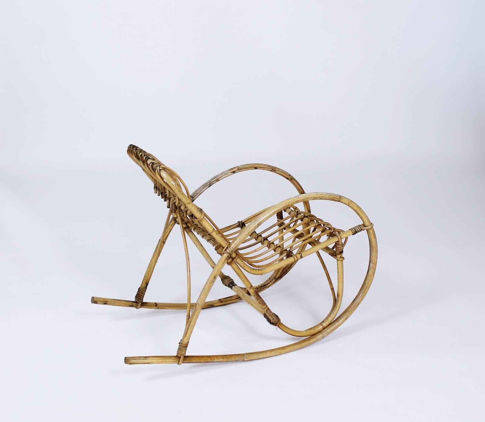 Mid-Century Modern Vintage 1950s Italian Design Children Rocking Chair