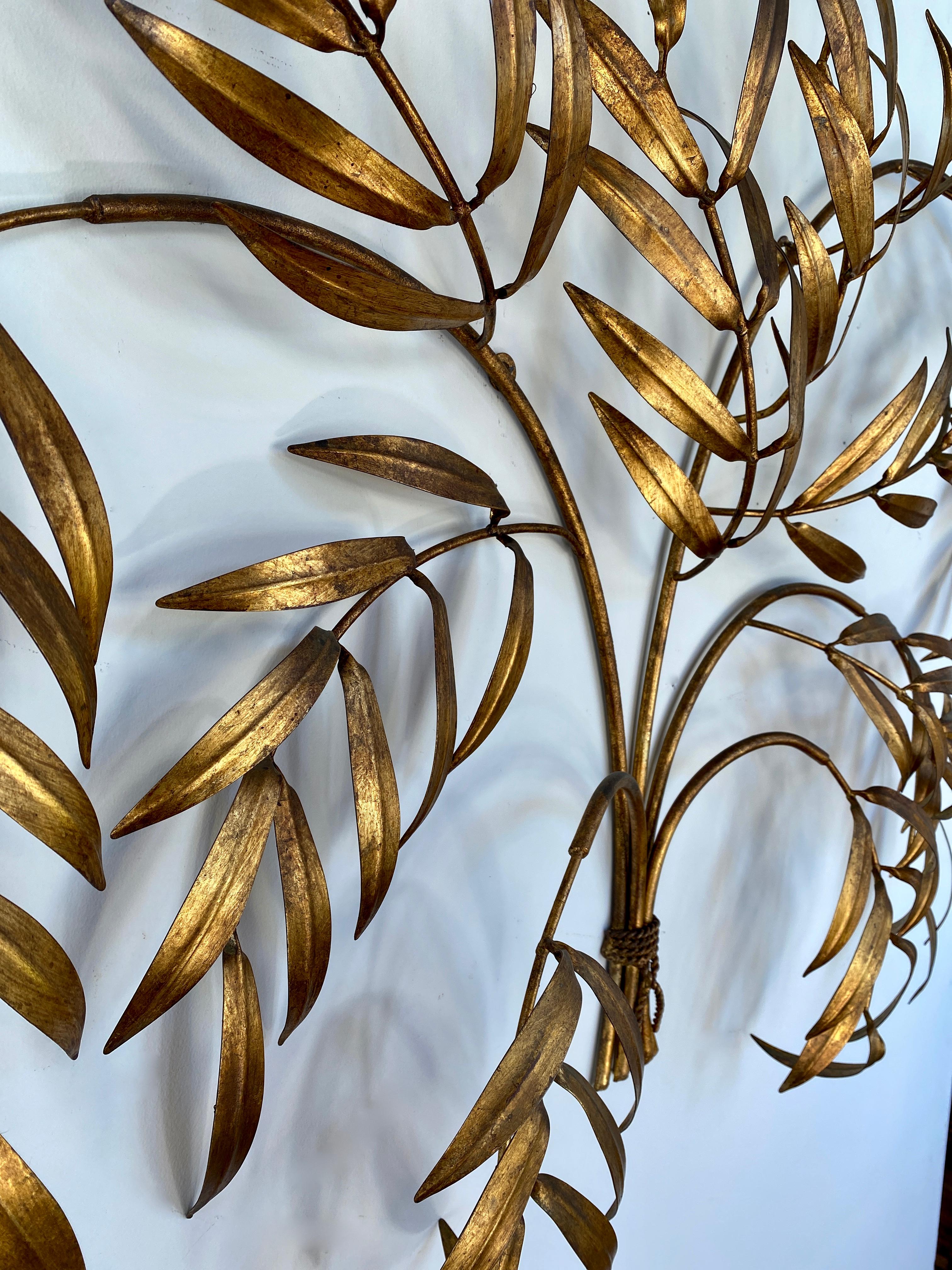 Vintage 1950s Italian Gilded Branches & Leaves Wall Sculpture 4