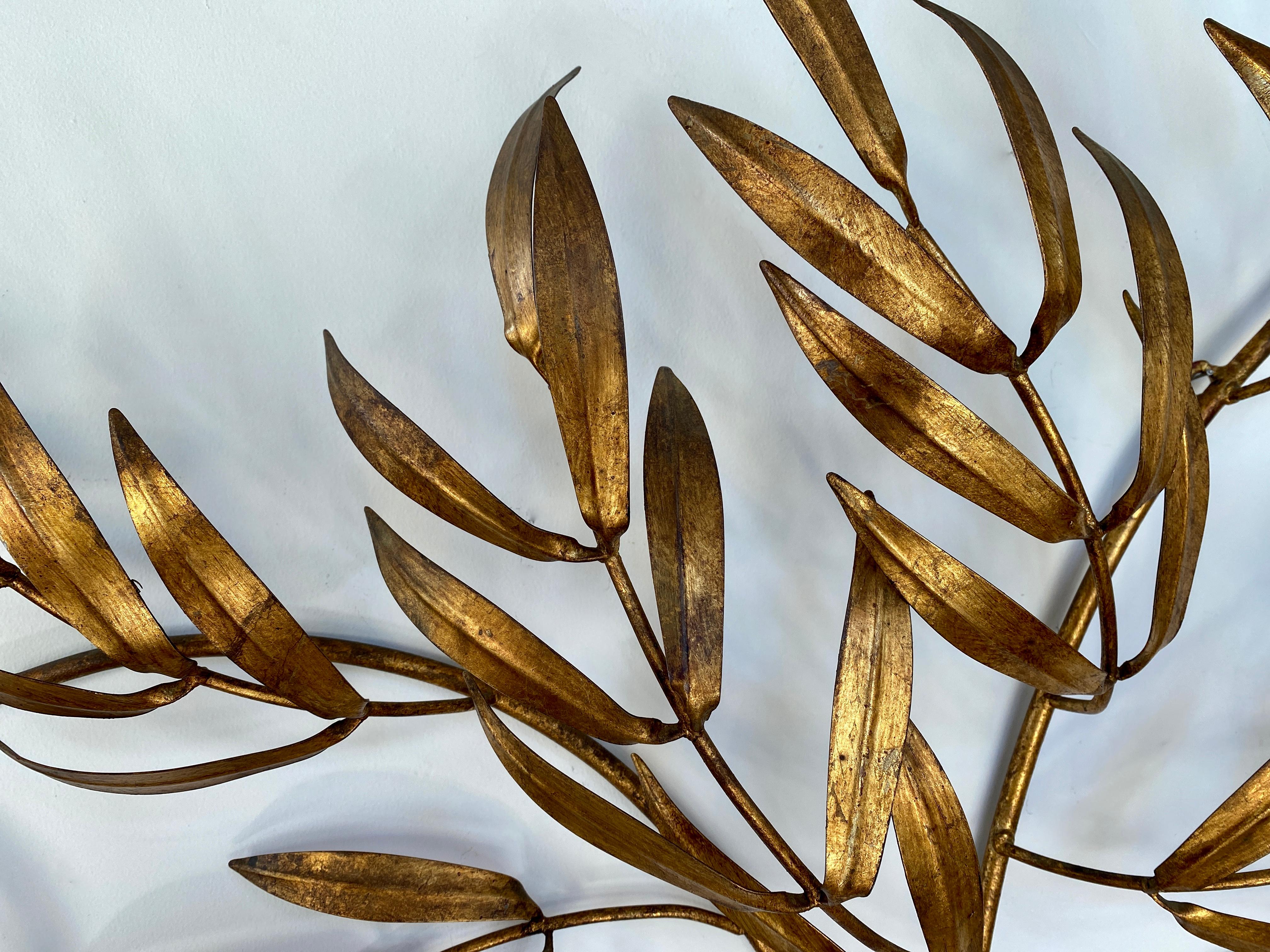 Vintage 1950s Italian Gilded Branches & Leaves Wall Sculpture 6