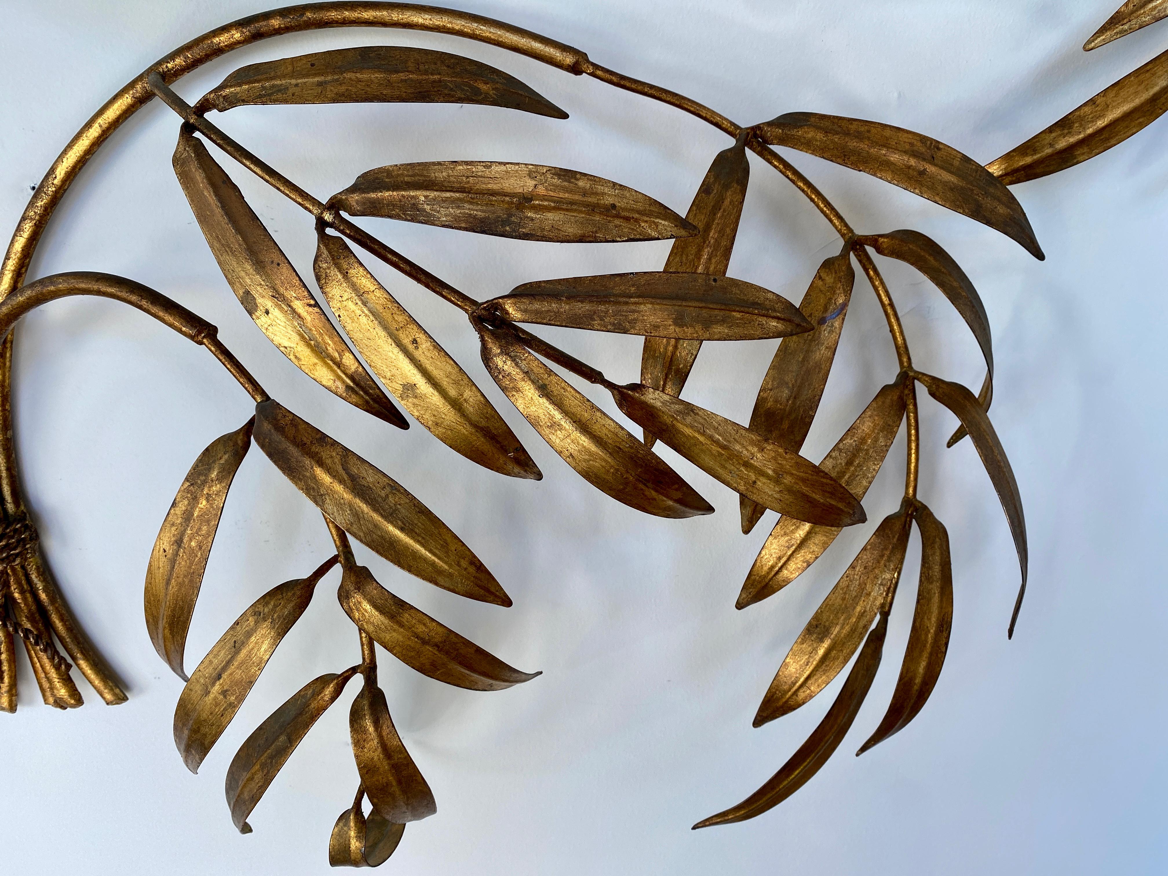 Vintage 1950s Italian Gilded Branches & Leaves Wall Sculpture For Sale 9