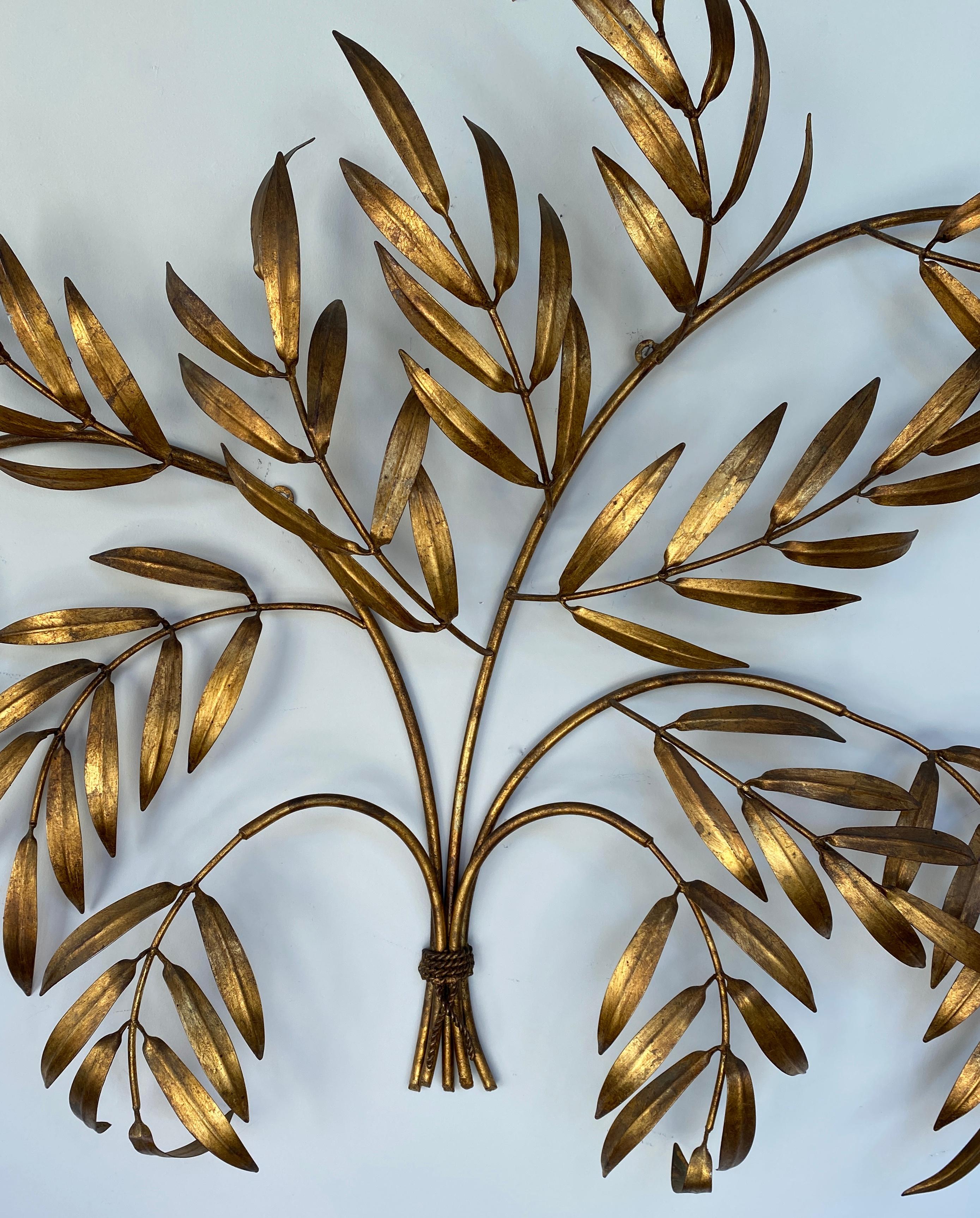 Vintage 1950s Italian Gilded Branches & Leaves Wall Sculpture For Sale 1