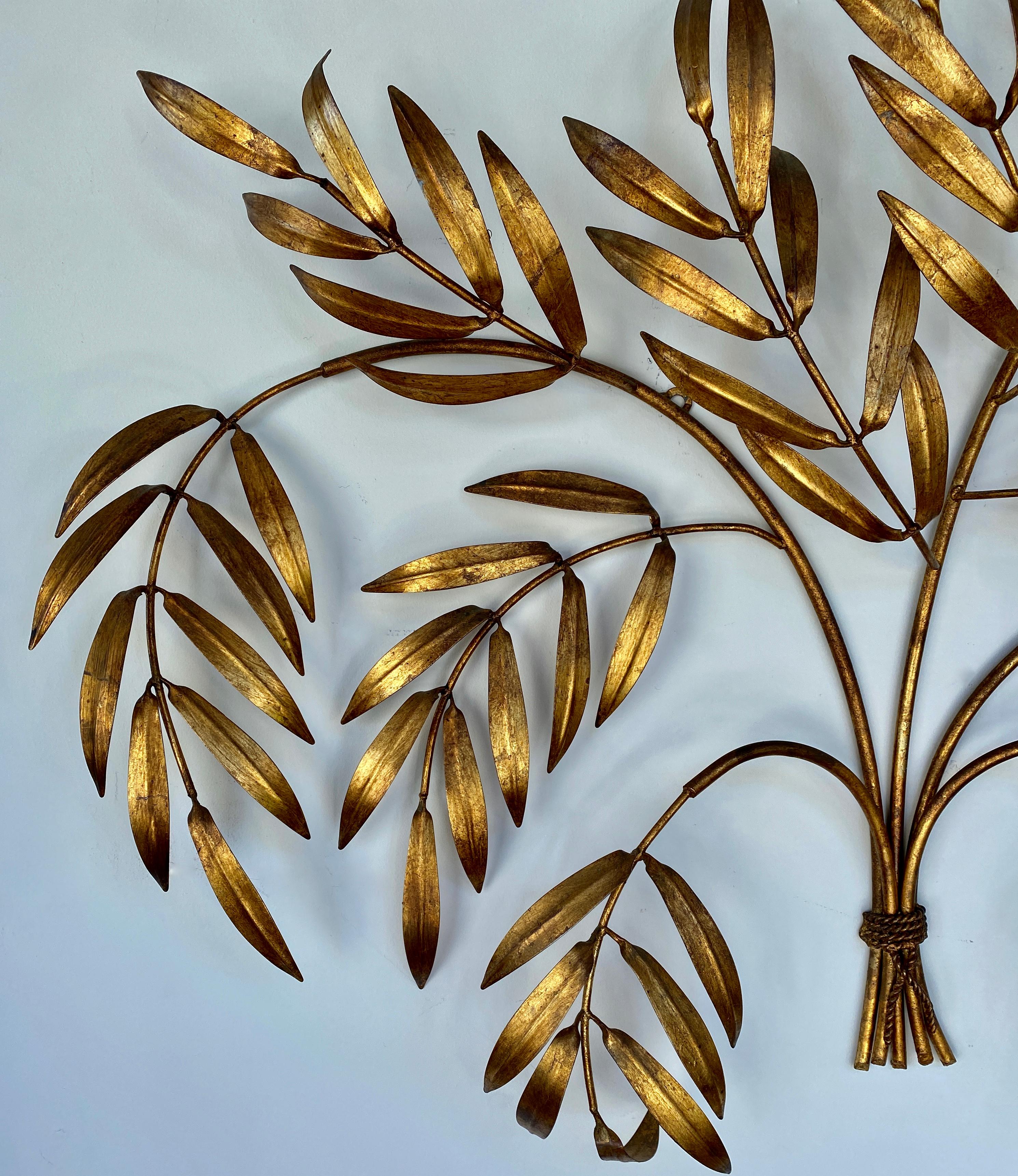 Vintage 1950s Italian Gilded Branches & Leaves Wall Sculpture 2