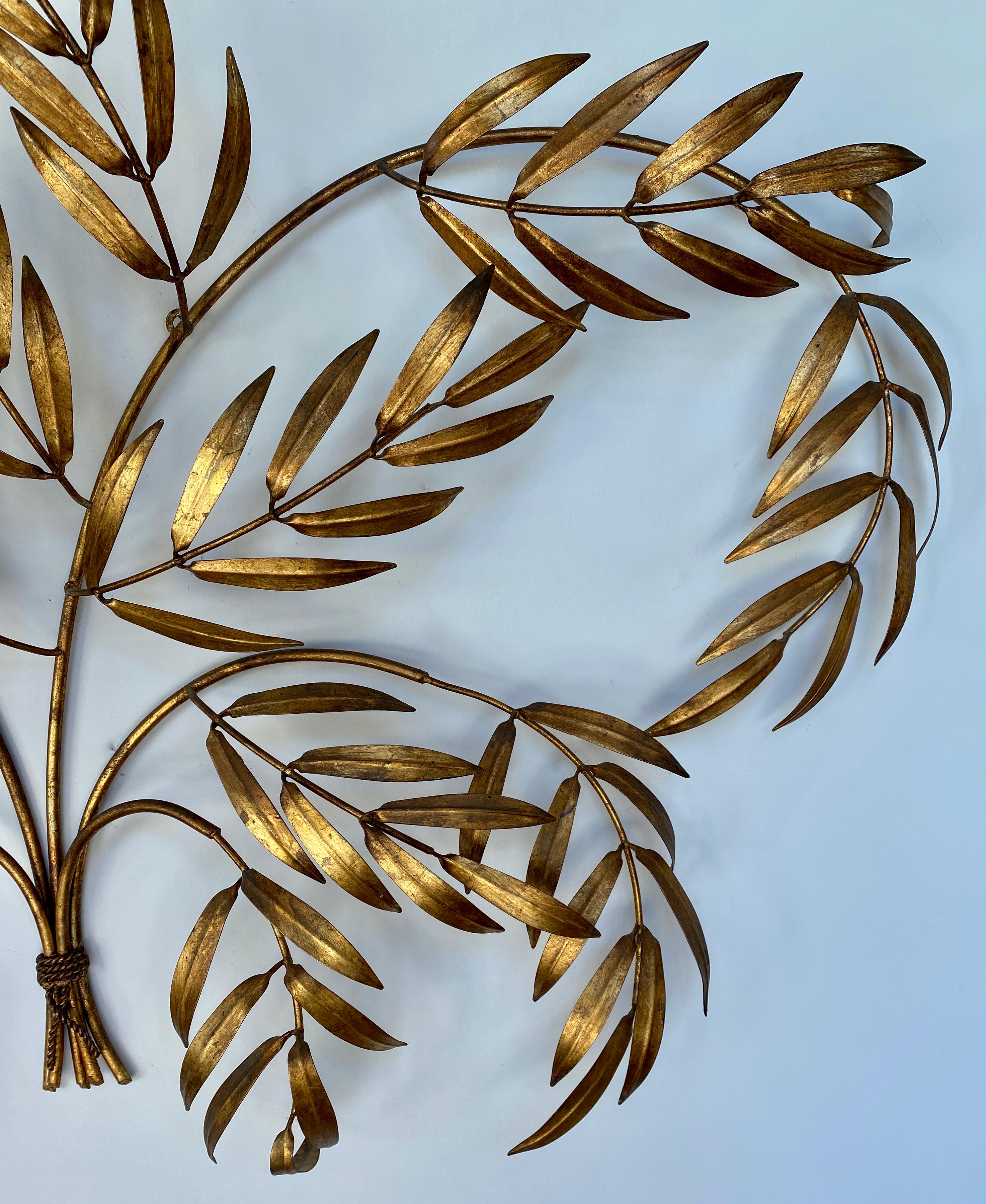 Vintage 1950s Italian Gilded Branches & Leaves Wall Sculpture 3
