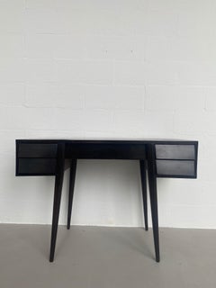 Vintage 1950s Italian Vanity/Desk with Mirror, in Solid Wood, Gio Ponti Style