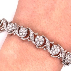 Vintage 1950's Jabel 18K White Gold Add-A-Section Diamond Bracelet 1.76ct