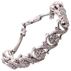Bracciale vintage anni '50 Jabel in oro bianco 18 carati con diamanti 1,76 carati
