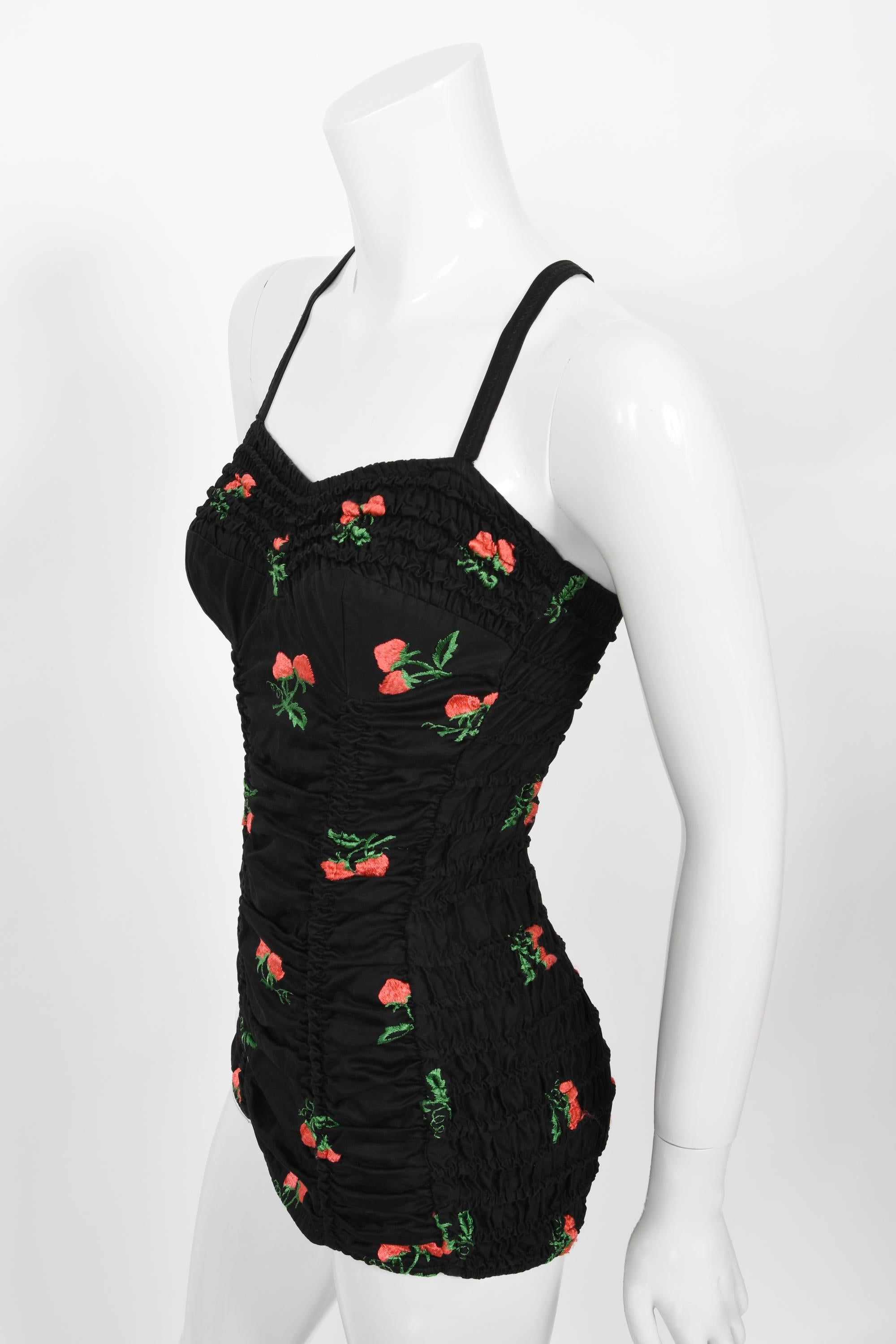 Vintage 1950's Jantzen Embroidered Strawberries Swimsuit & Terry-Cloth Cover Up 5