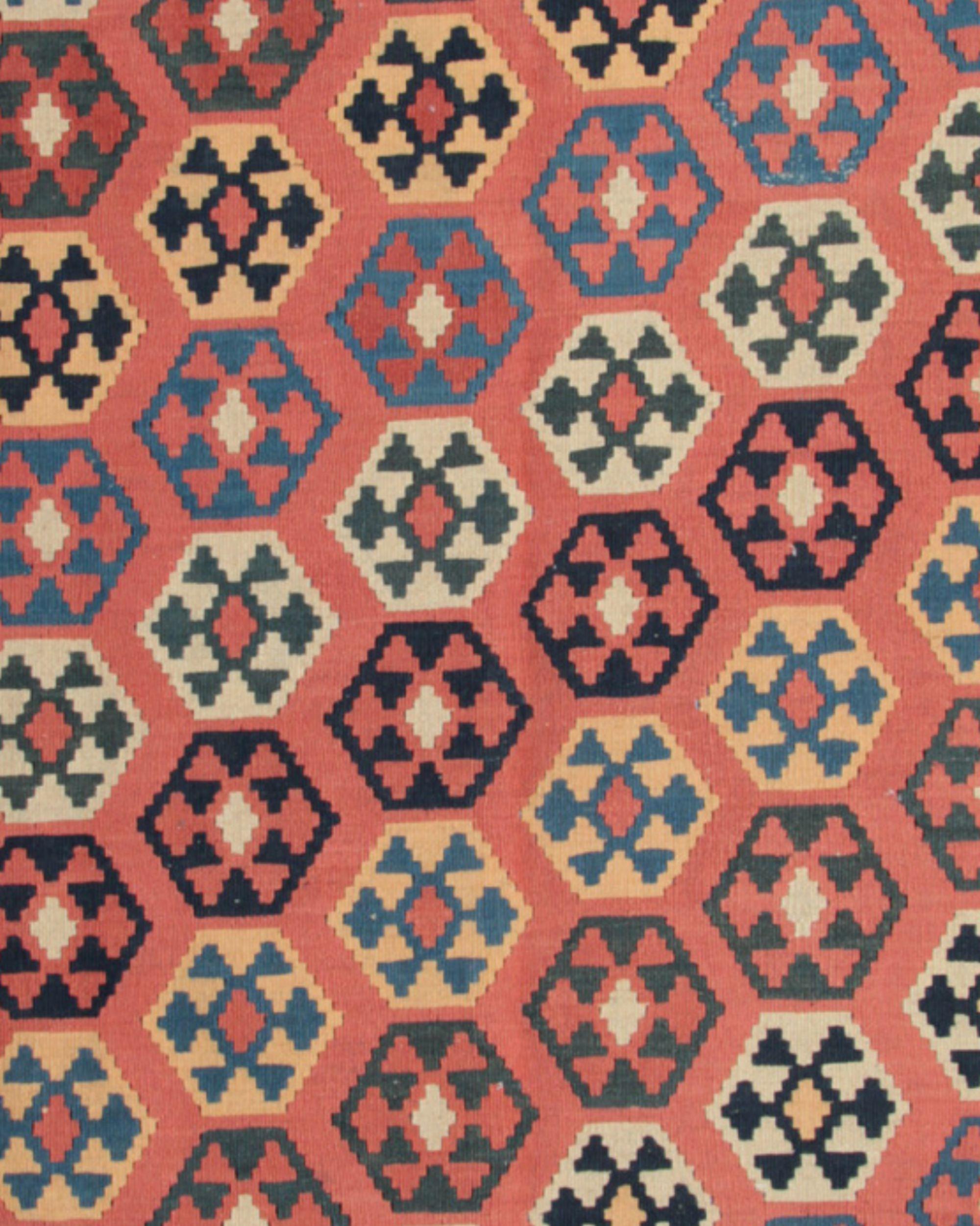 Handgefertigter mehrfarbiger Vintage-Teppich aus Wolle, gestreift Kilims, geometrisch, geometrisch im Zustand „Hervorragend“ im Angebot in Wembley, GB