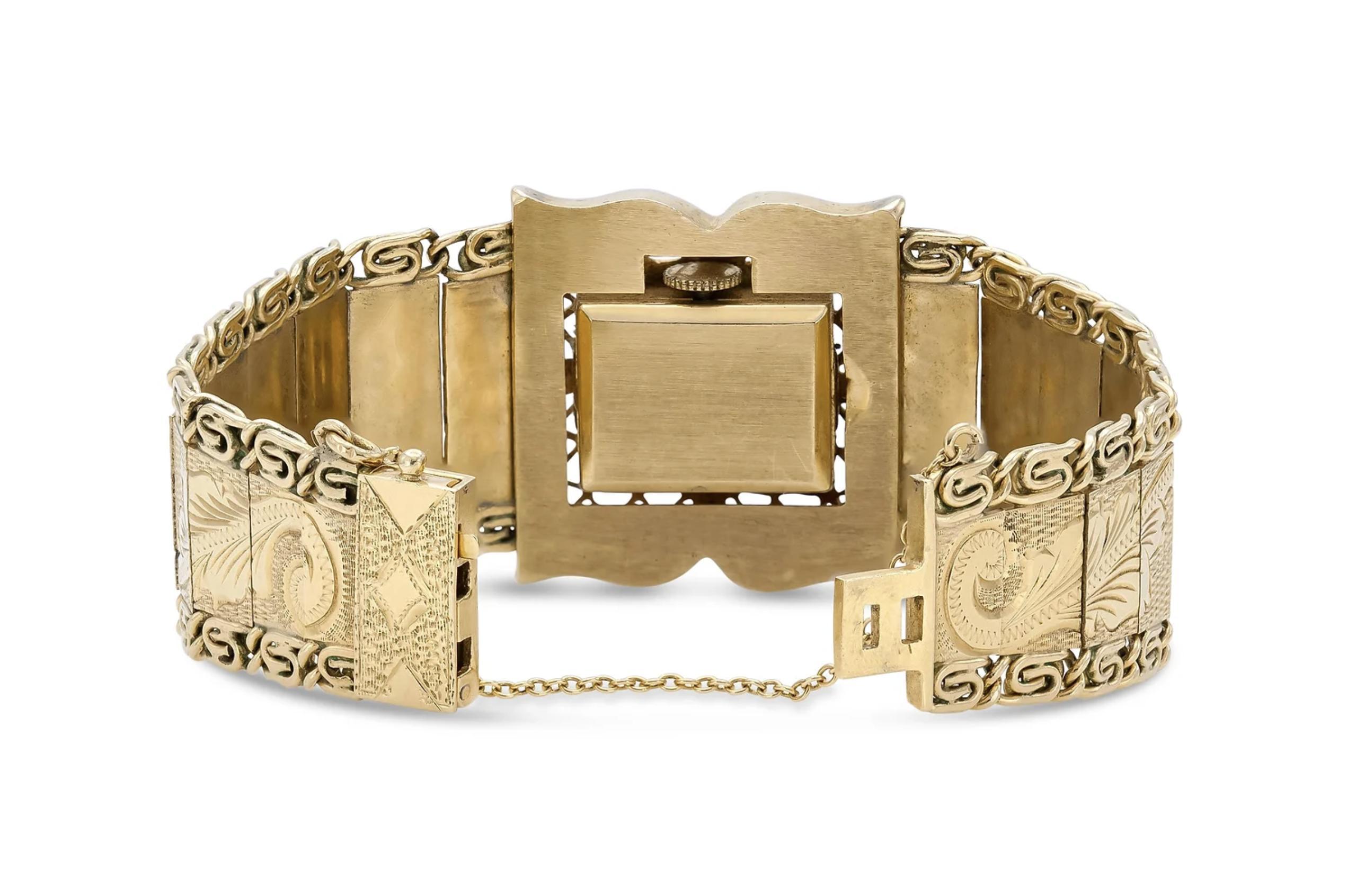 Reloj de pulsera de oro vintage de los años 50 en Bueno estado para la venta en New York, NY