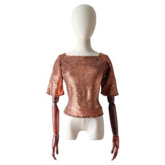 camicetta vintage anni '50 in paillettes bronzo maglione in paillettes anni '50 maglione UK 12