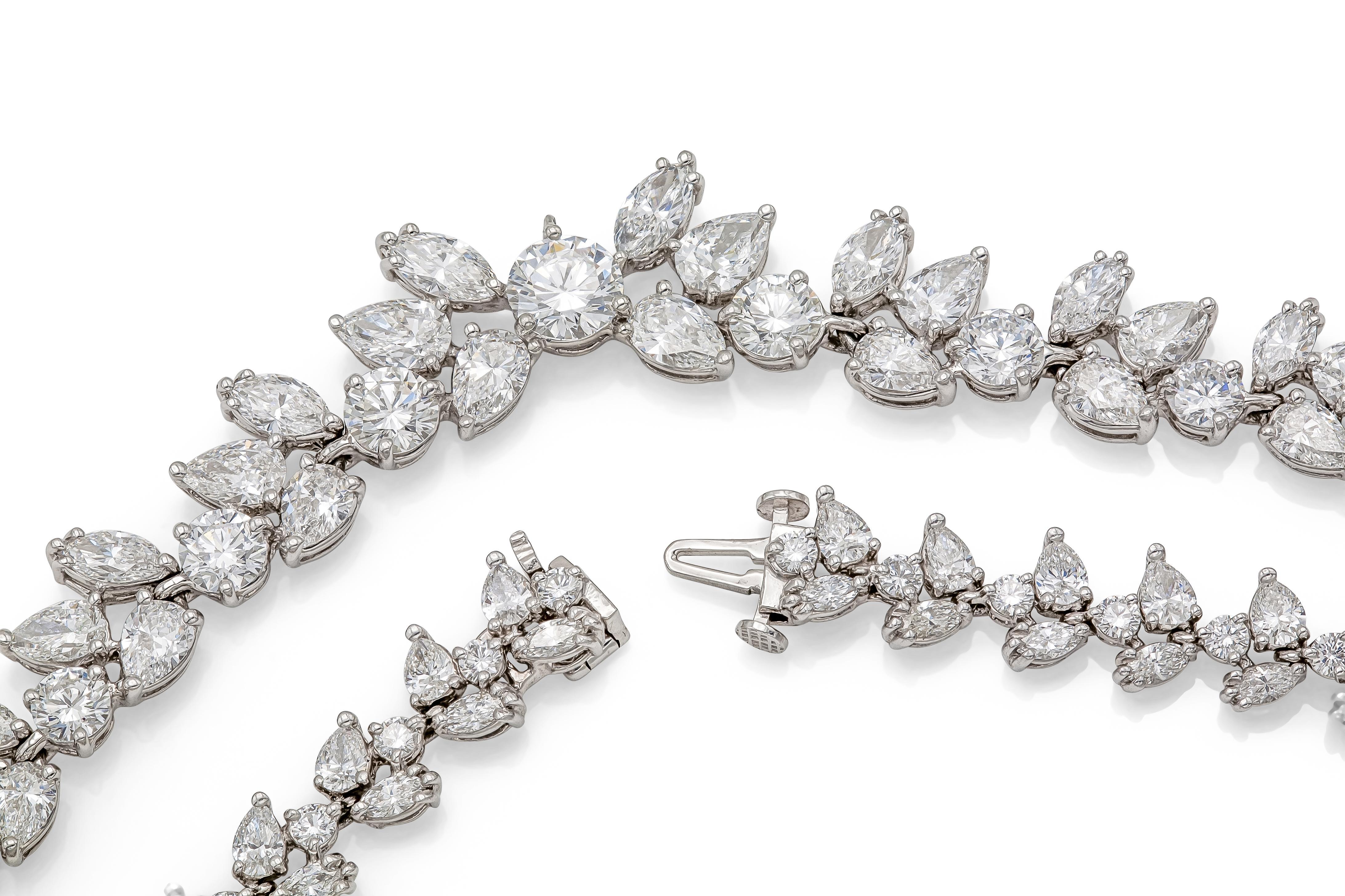 Vintage 1950s Kwiat 41.67 Carat Multi-Cut Diamond Necklace In Good Condition For Sale In New York, NY