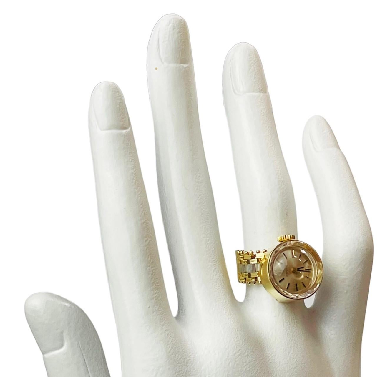 Vintage 1950s Ladies Rolex 14k Gold Watch Ring - Switzerland 5