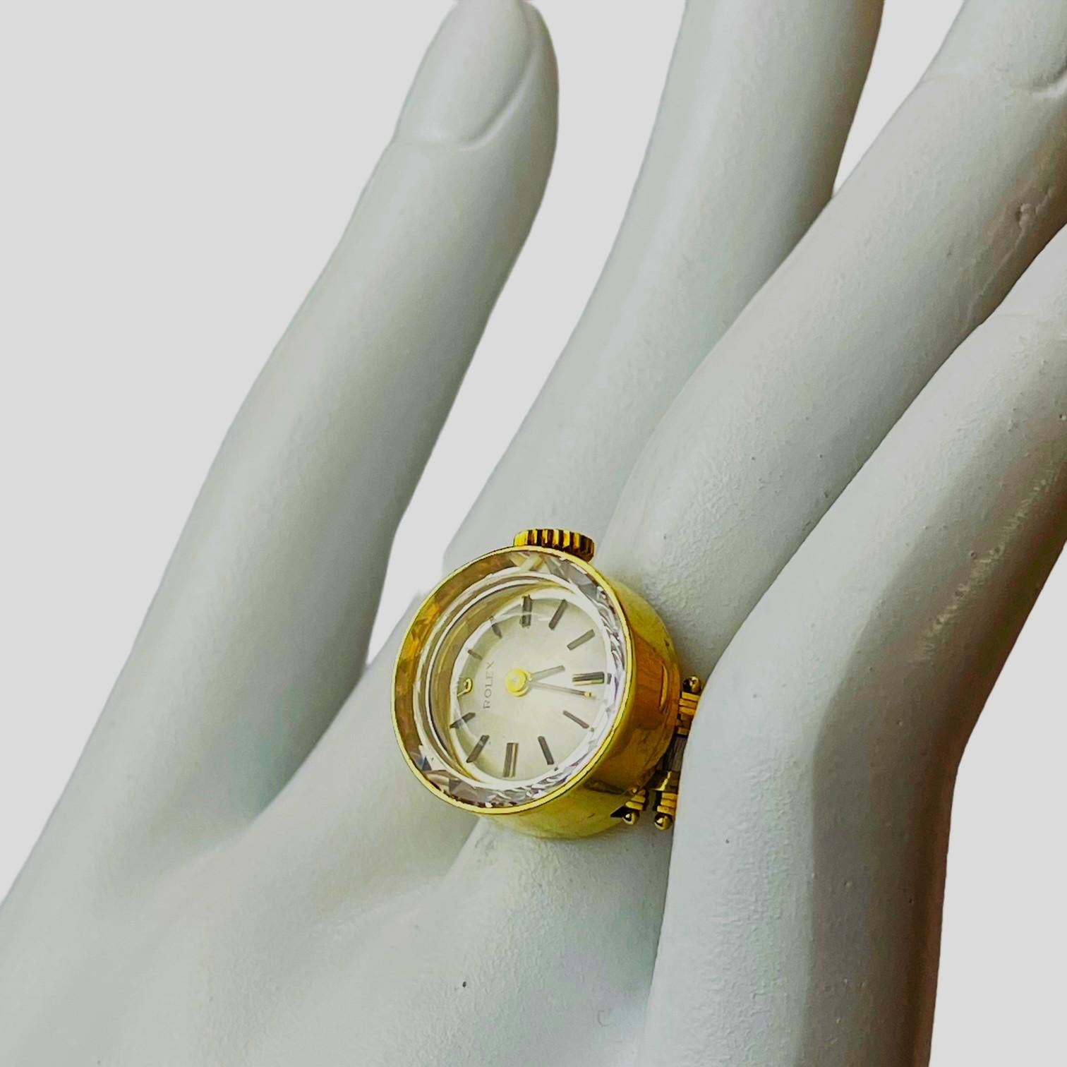 Vintage 1950s Ladies Rolex 14k Gold Watch Ring - Switzerland 6