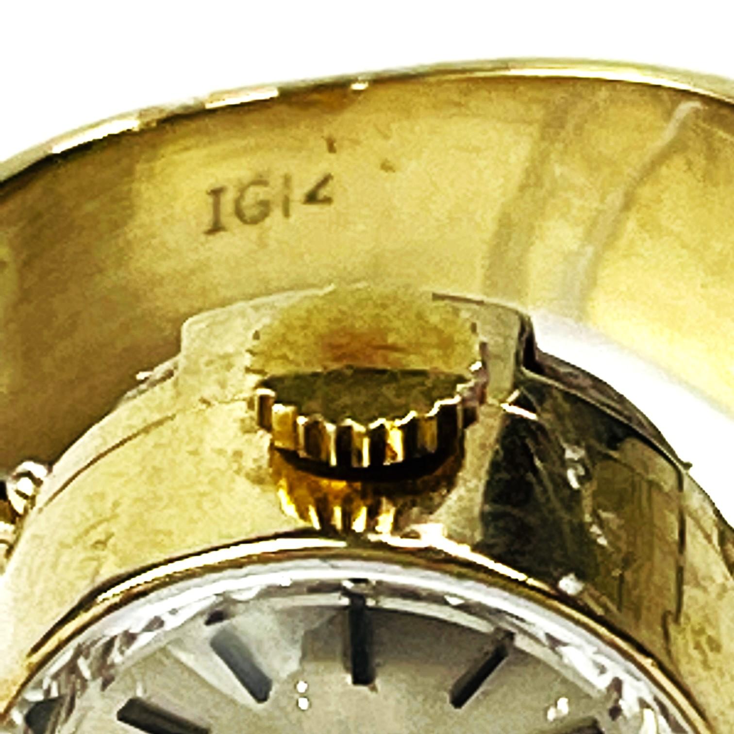 Rolex, bague montre vintage en or 14 carats pour femme, années 1950 8