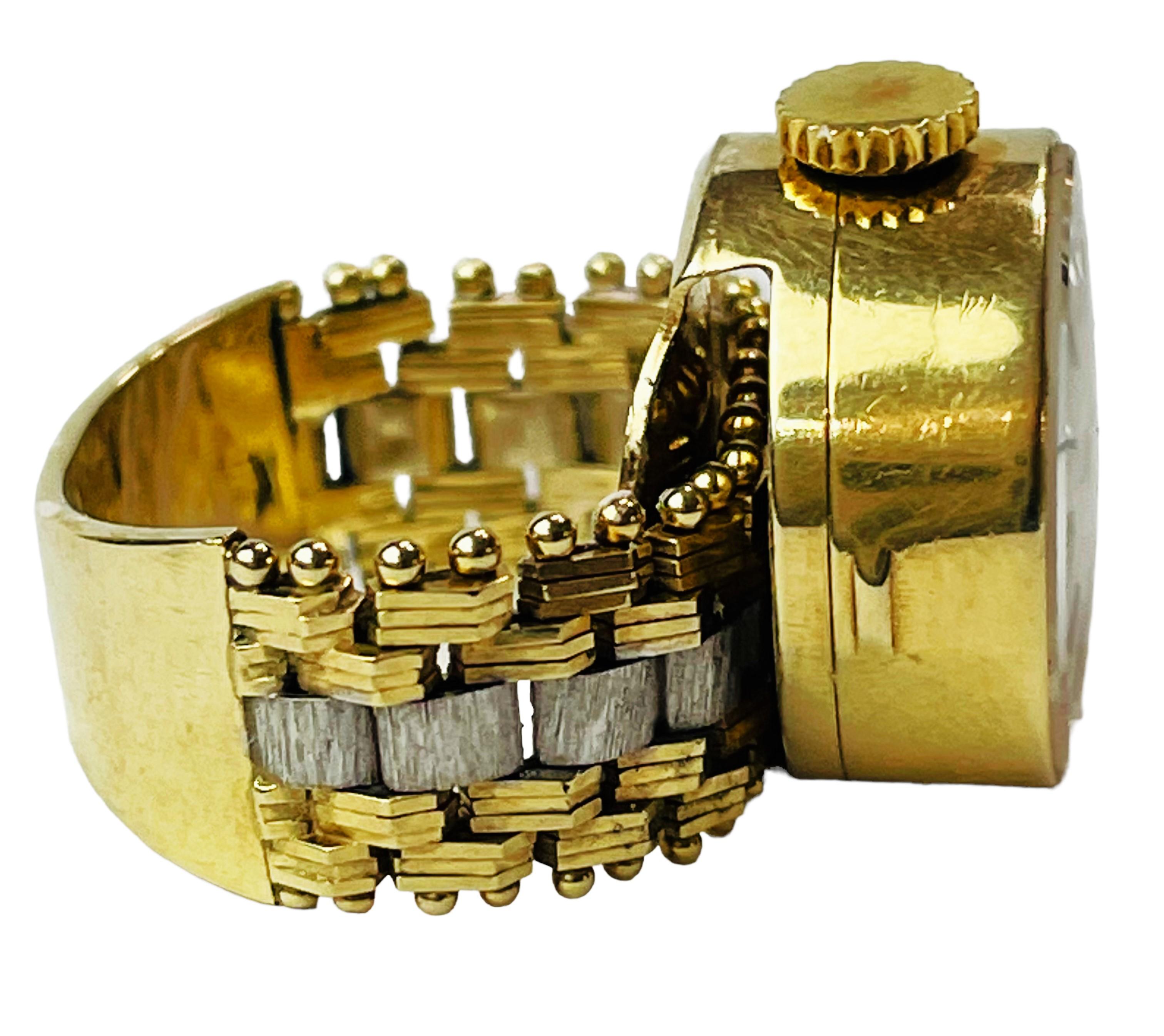 Art Deco Vintage 1950s Ladies Rolex 14k Gold Watch Ring - Switzerland