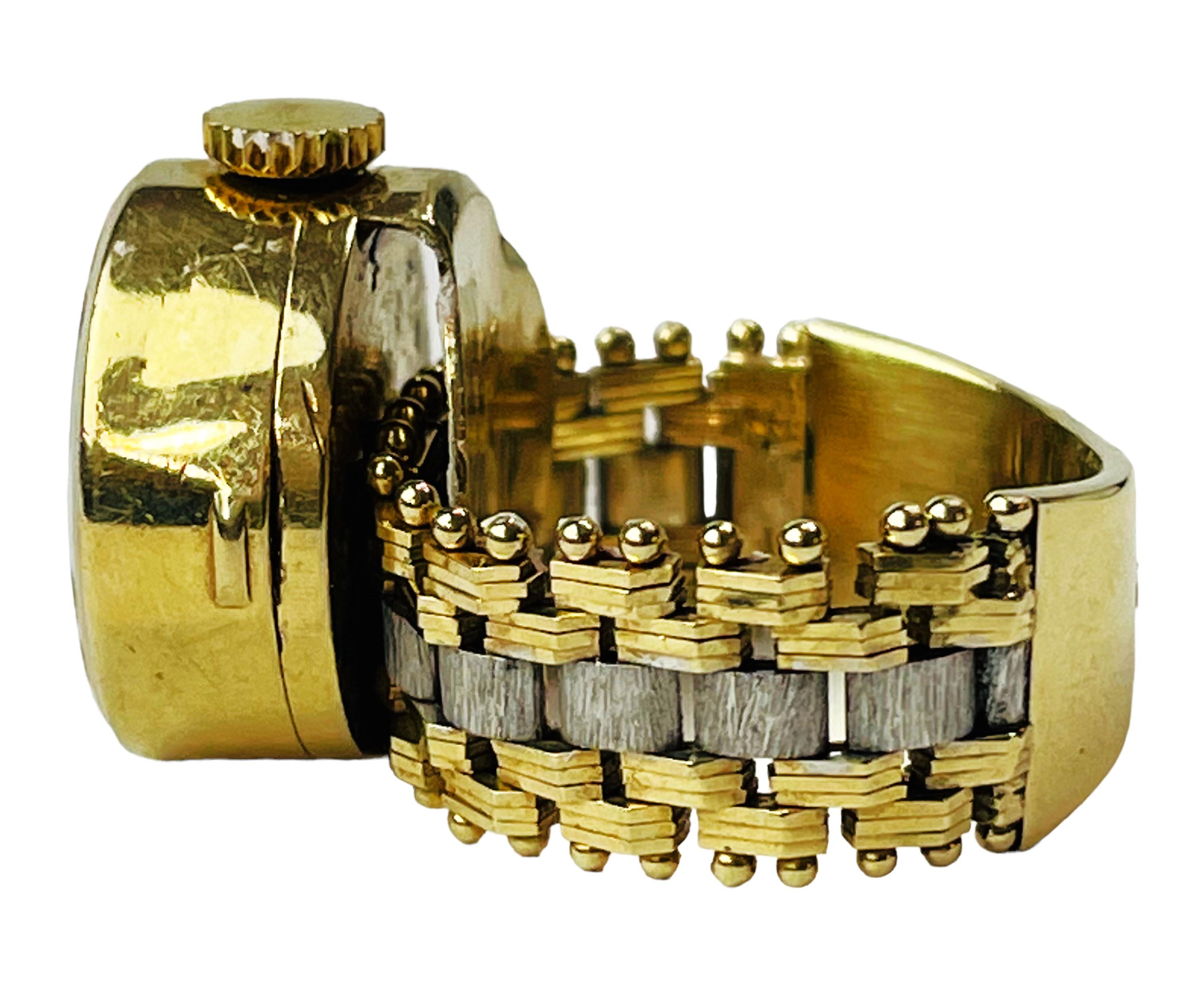 Vintage 1950s Ladies Rolex 14k Gold Watch Ring - Switzerland In Excellent Condition In Eagan, MN