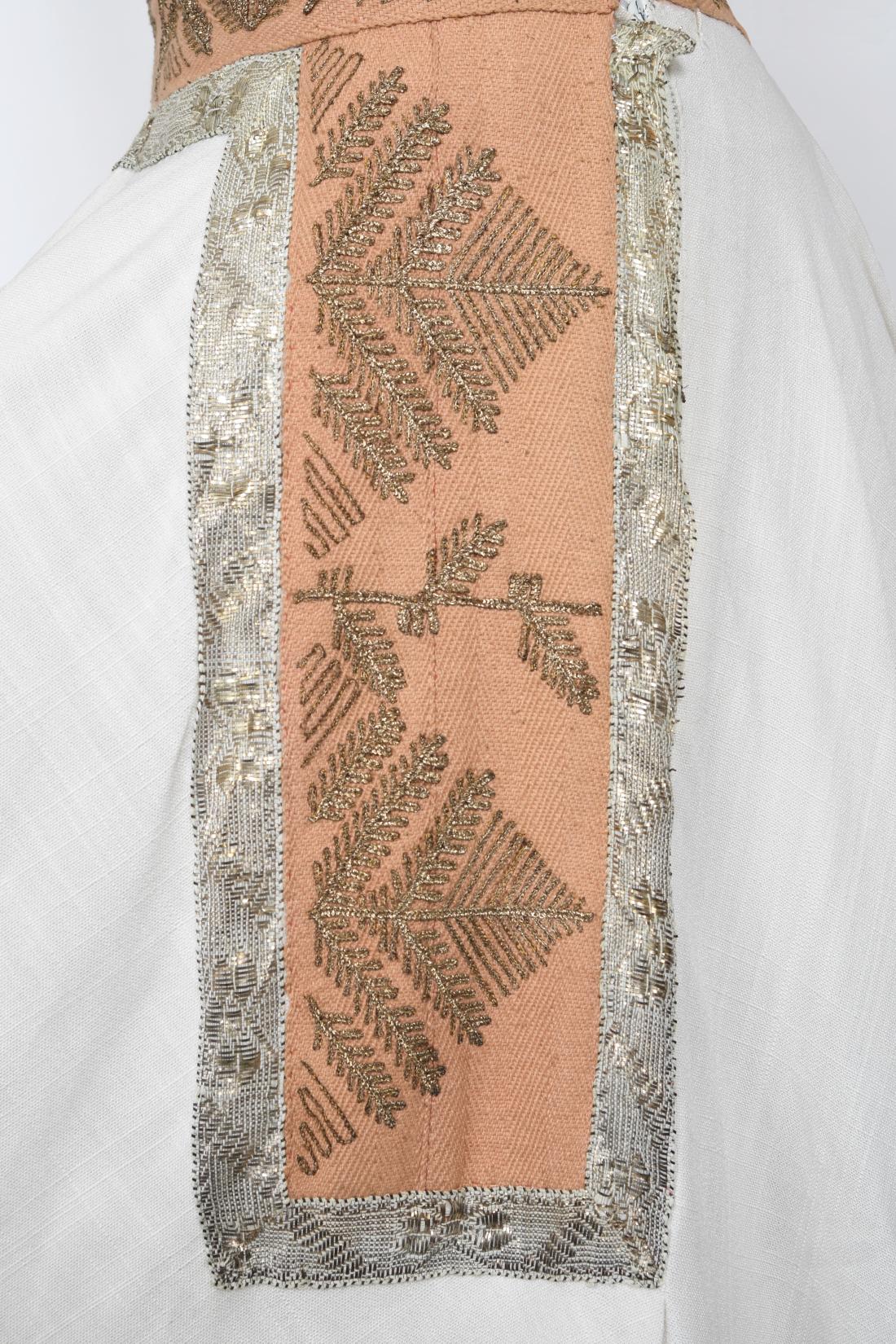 Vintage 1950's Lanvin Castillo Couture Metallic Embroidered Ivory Linen Gown Set 8