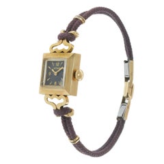 Vintage 1950s LeCoultre 14KT Gold Dress Watch with Black Dial – Manual Wind