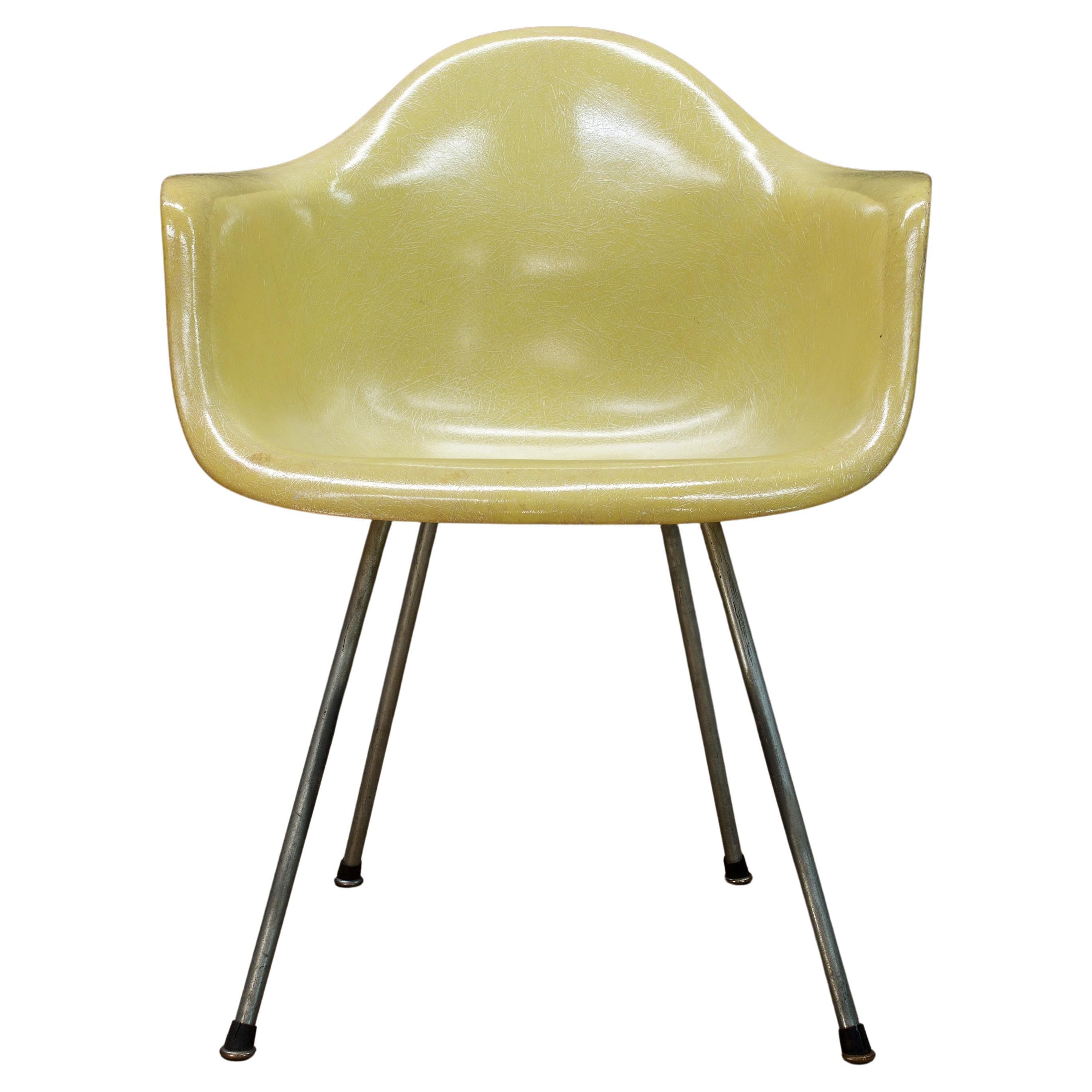 Chaise DAX jaune citron Charles+Ray Eames Zenith Herman Miller vintage des années 1950