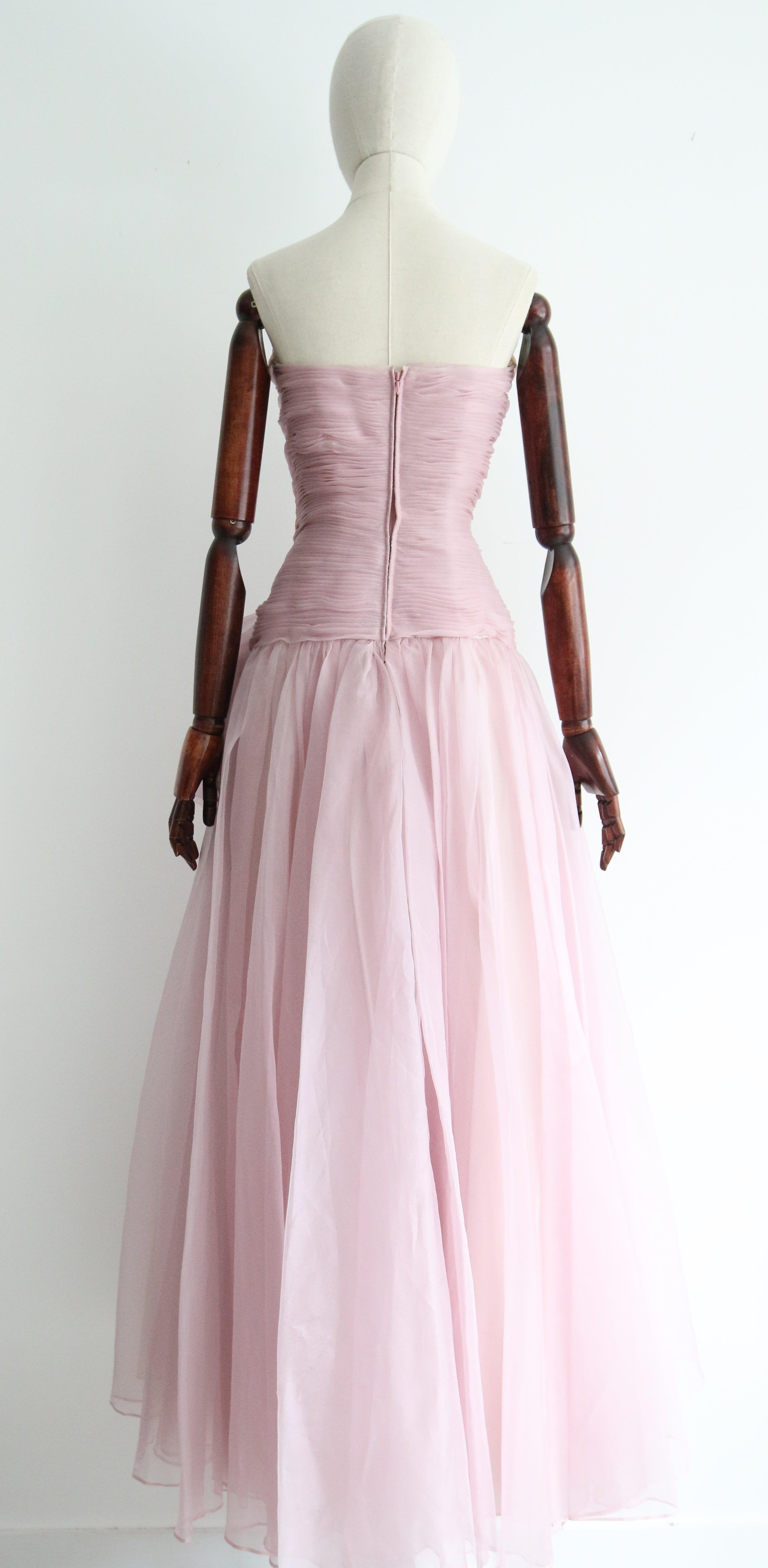 Vintage 1950's Lilac Silk Organza Pleated Evening Gown Evening dress UK 6 US 2 2