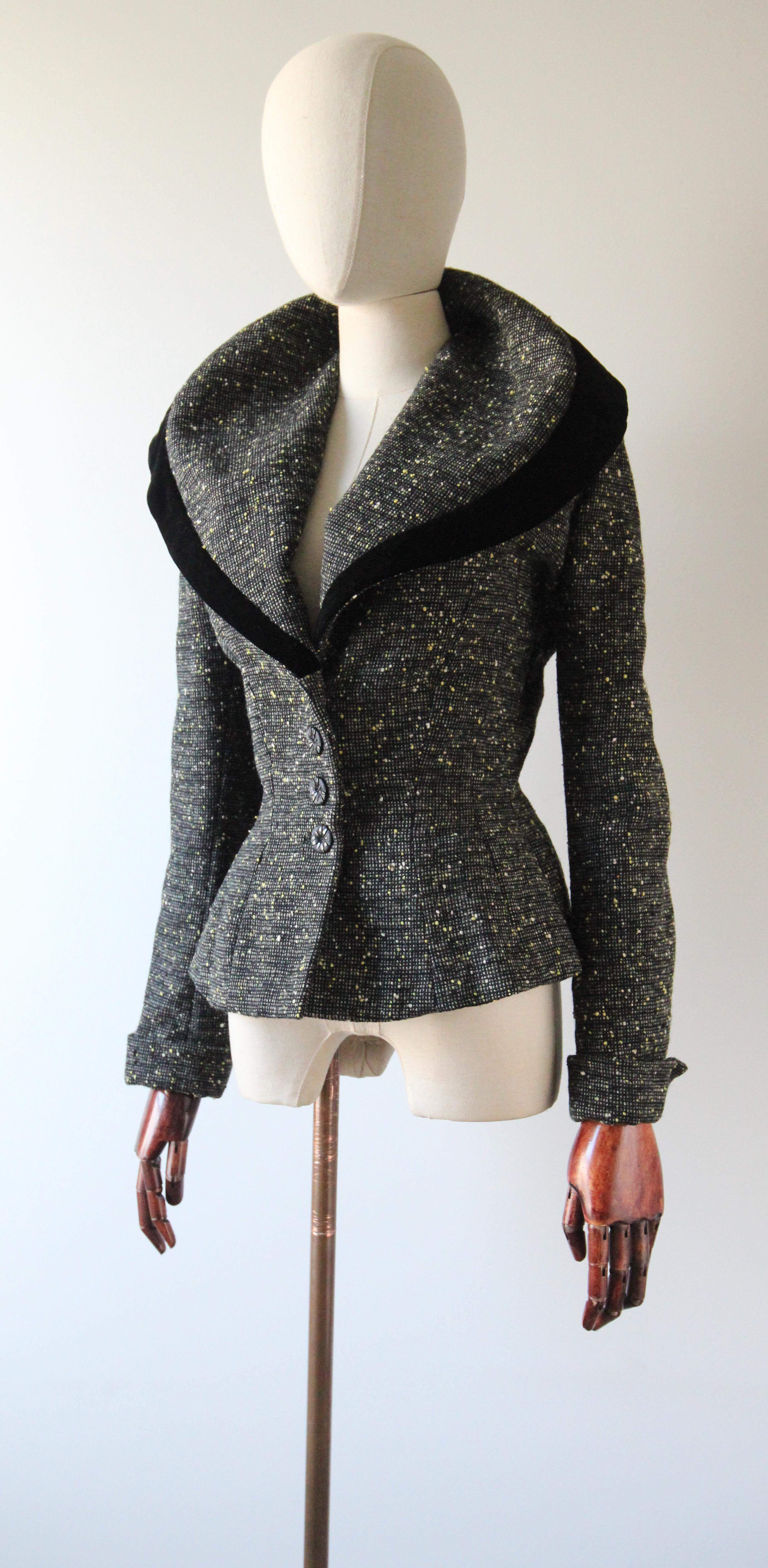 Vintage 1950's Lilli Ann jacket original 1950's speckled wool peplum UK 10 US 6 1