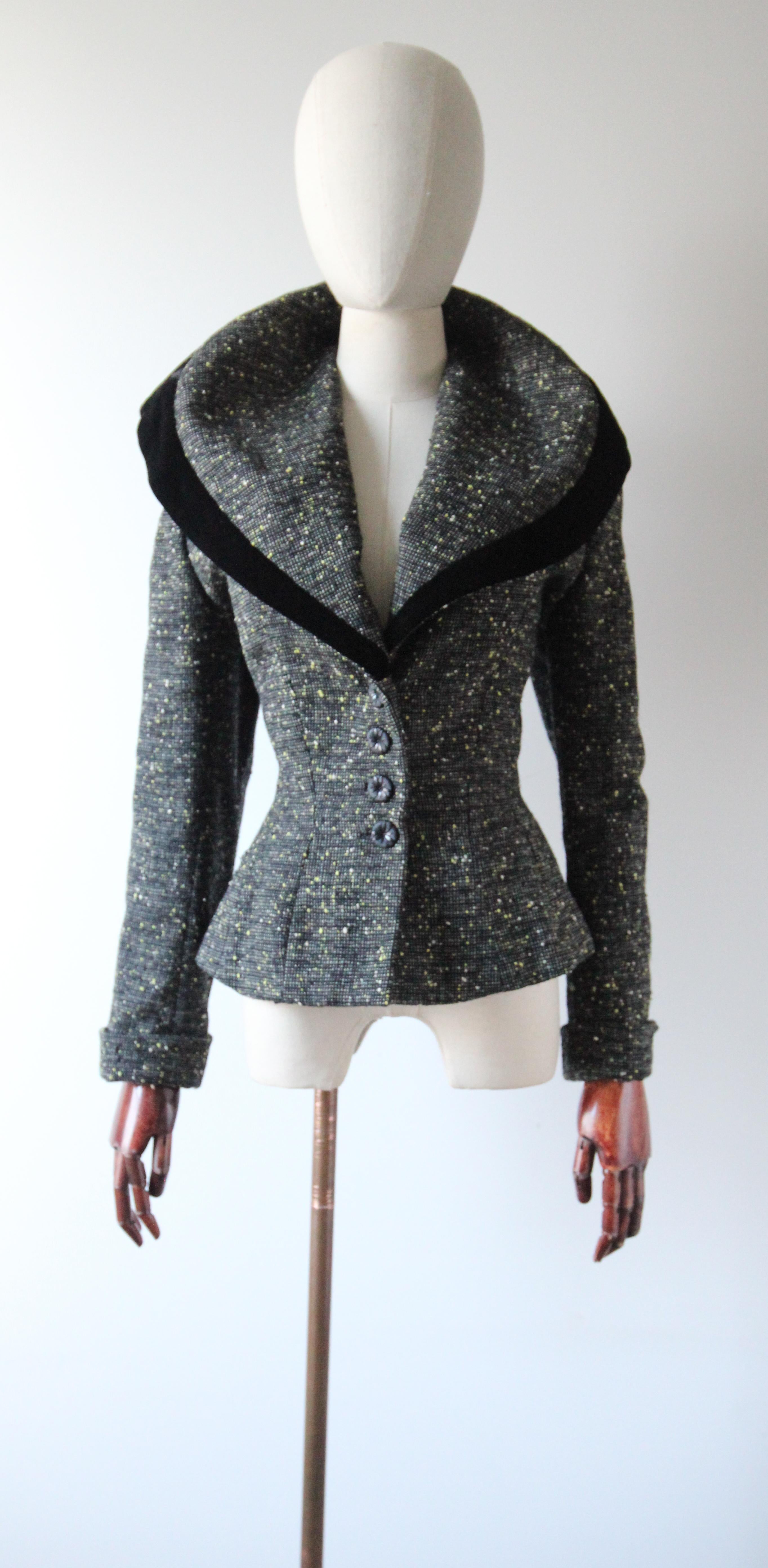 Vintage 1950's Lilli Ann jacket original 1950's speckled wool peplum UK 10 US 6 2