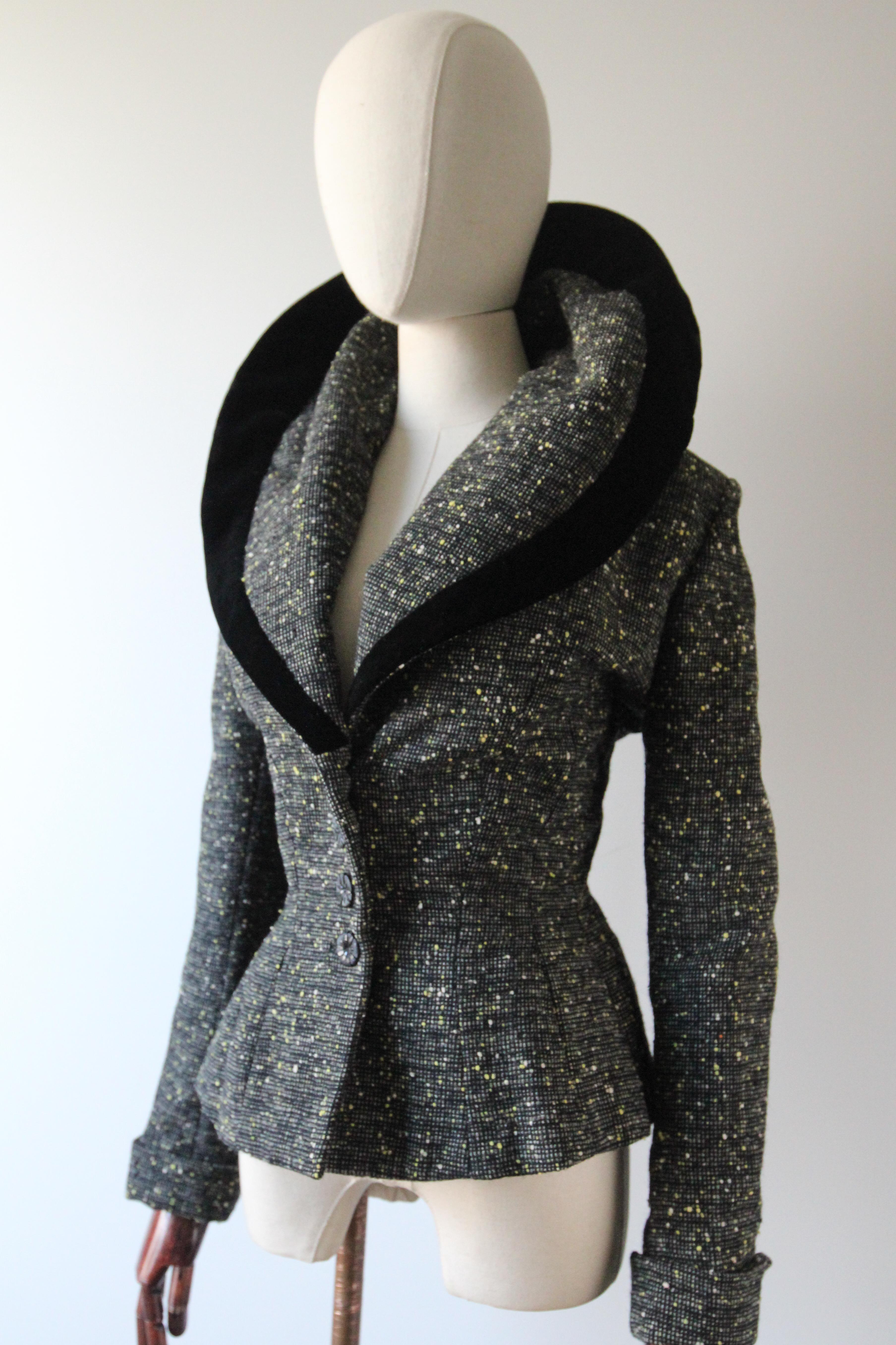 Vintage 1950's Lilli Ann jacket original 1950's speckled wool peplum UK 10 US 6 3