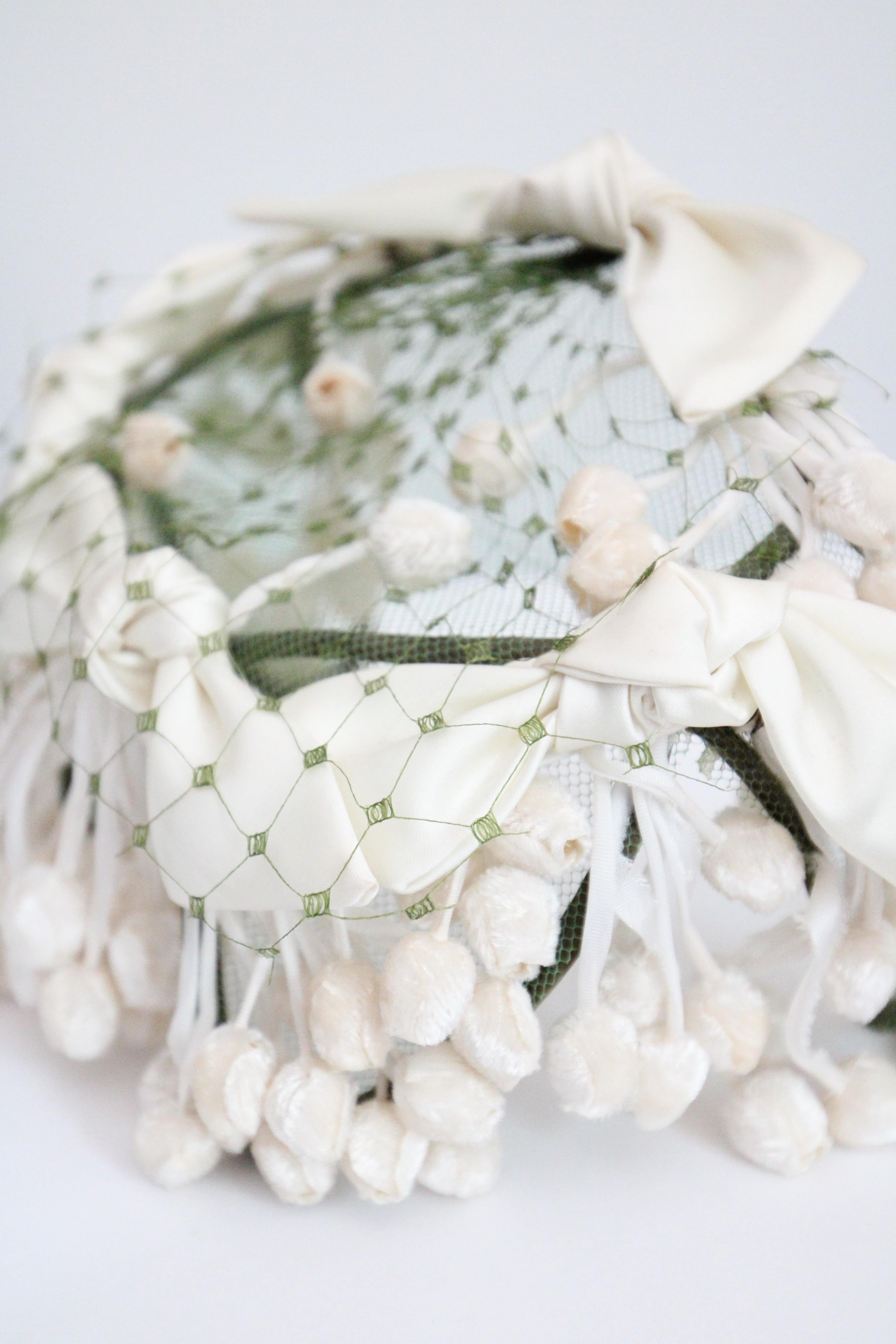 Vintage 1950's Lily of the Valley silk velvet millinery flower hat 1950s hat 4