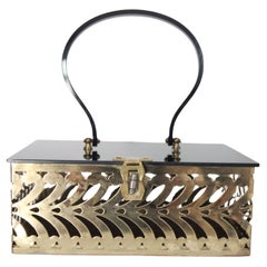 Borsa vintage anni '50 in lucite e filigrana d'ottone borsa vintage anni '50 in oro