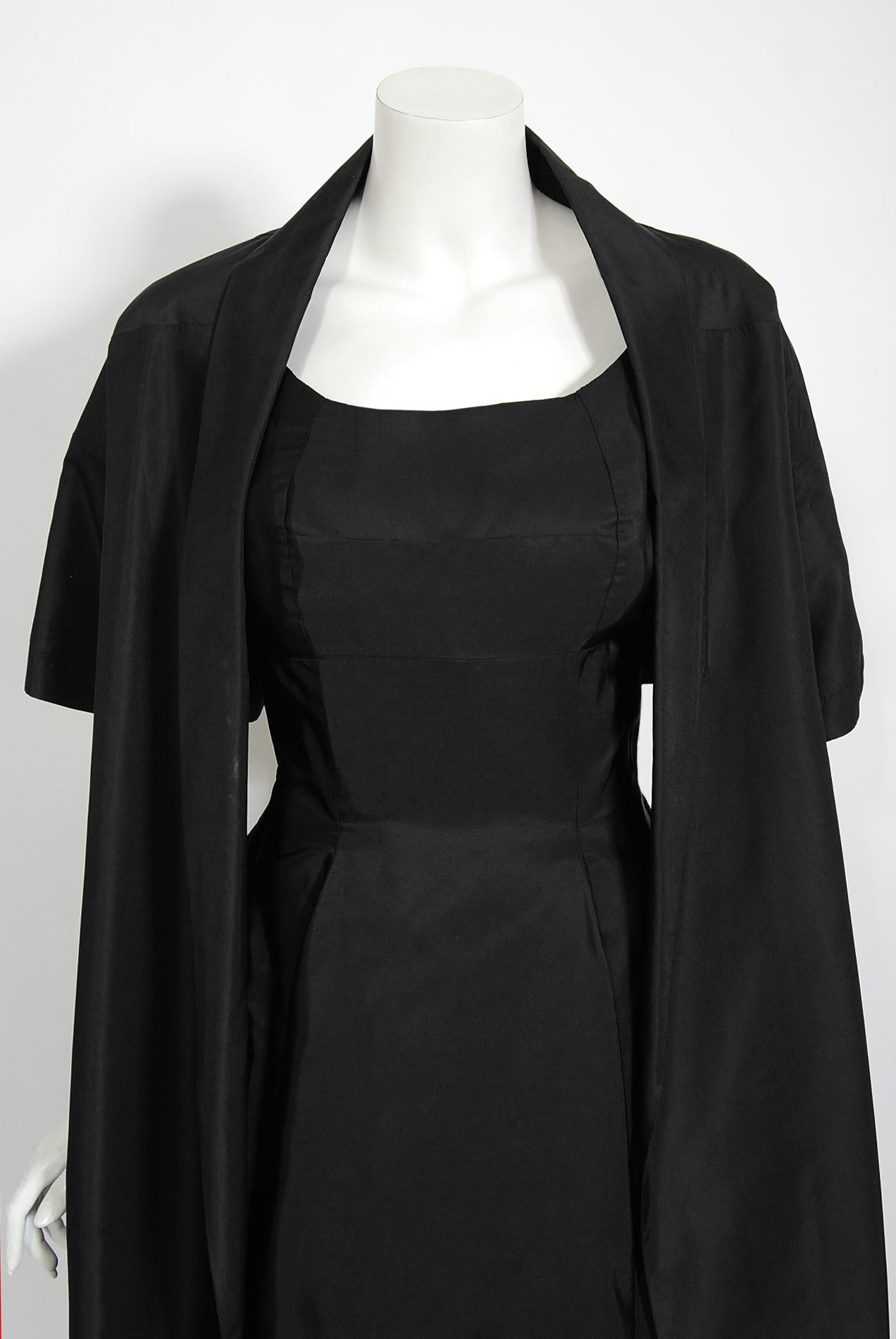 Vintage 1950's Madame Grès Haute Couture Sculpted Silk Back-Bow Dress & Jacket  For Sale 2