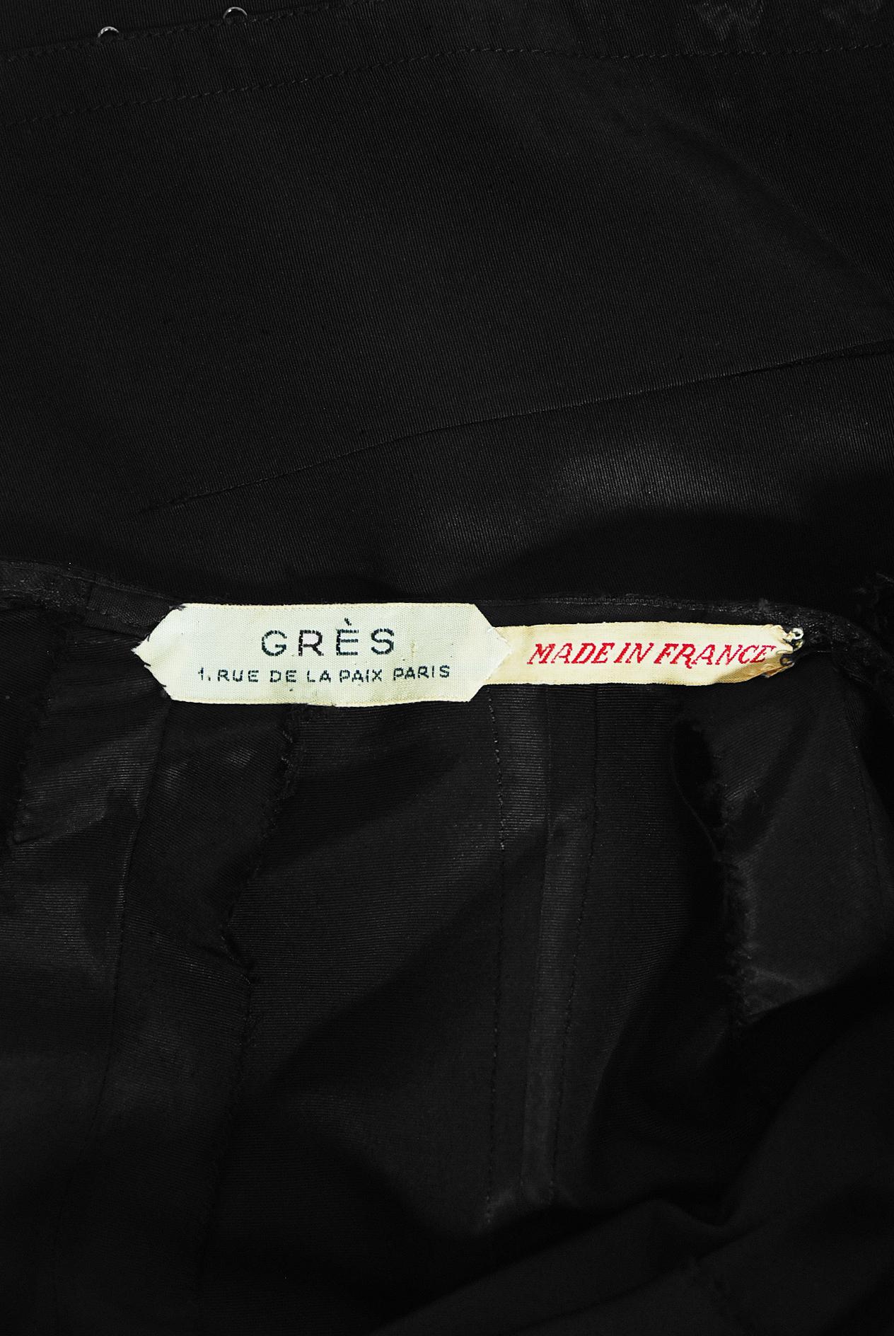 Vintage 1950's Madame Grès Haute Couture Sculpted Silk Back-Bow Dress & Jacket  For Sale 4