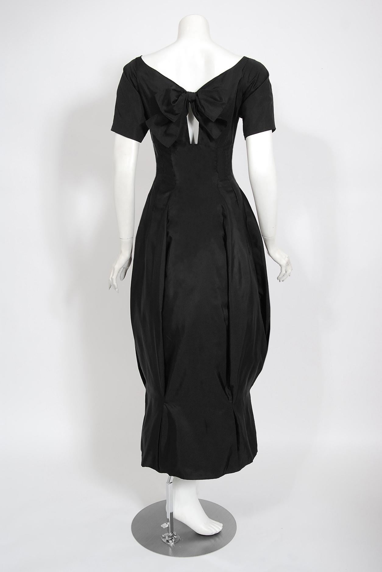 Women's Vintage 1950's Madame Grès Haute Couture Sculpted Silk Back-Bow Dress & Jacket  For Sale