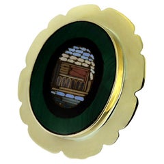 Vintage 1950s Malachite and Mosaic Convertible Pendant Brooch in 18ct Gold