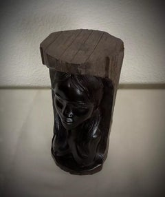 Vintage 1950s Malagasy Hand-Carved Ebony Wood Sculpture – Woman Figure - 2Y414