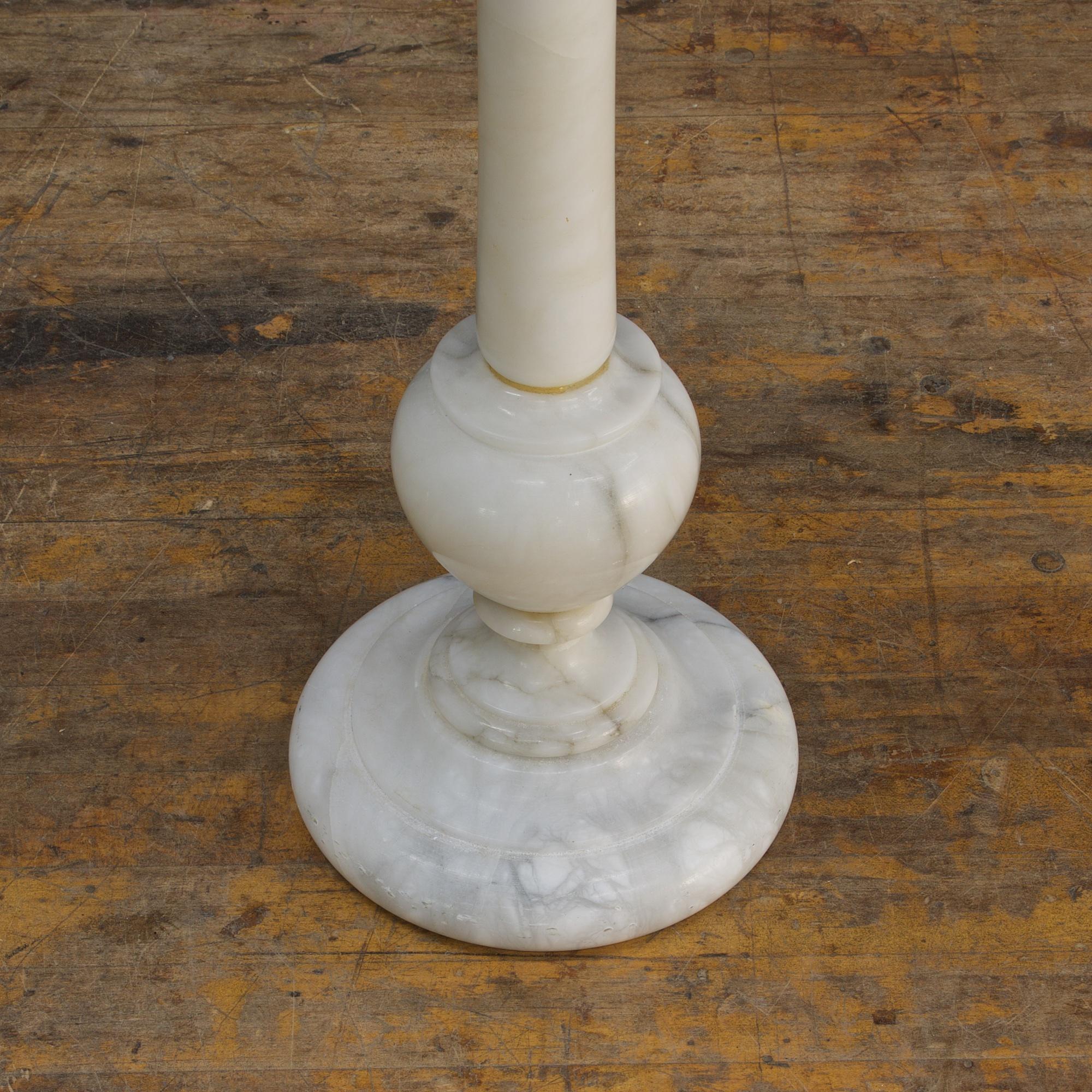 Neoclassical Revival Vintage 1950s Mansion Turned Alabaster Side Table Plant Stand Marble, Italian