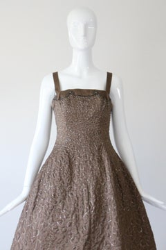 Vintage 1950's Satin Beaded Embroidered Frank Usher Hoop Dress UK 8 US 4