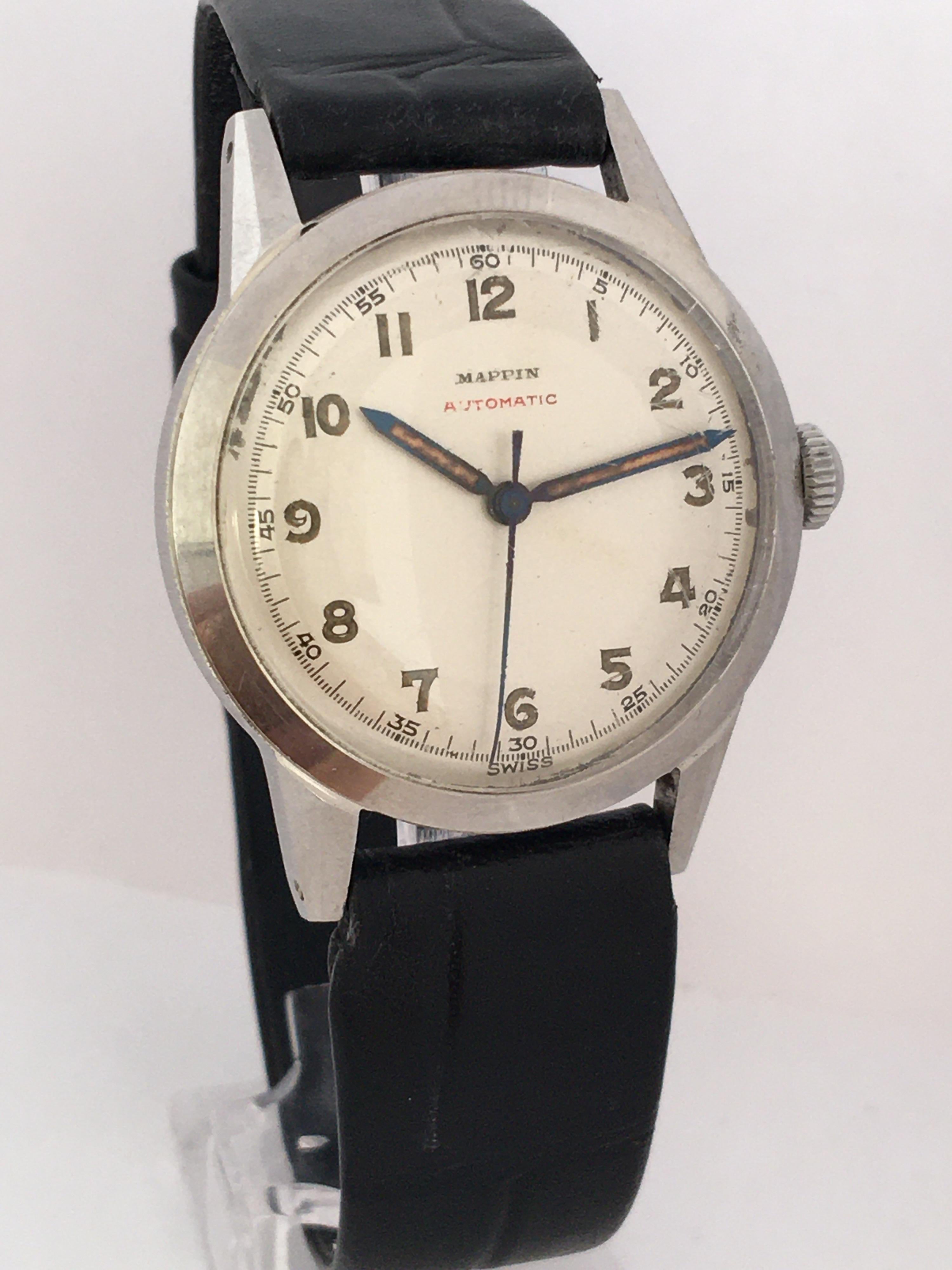 Vintage 1950s Mappin & Webb Stainless Steel Automatic with Sweep Seconds Watch For Sale 3